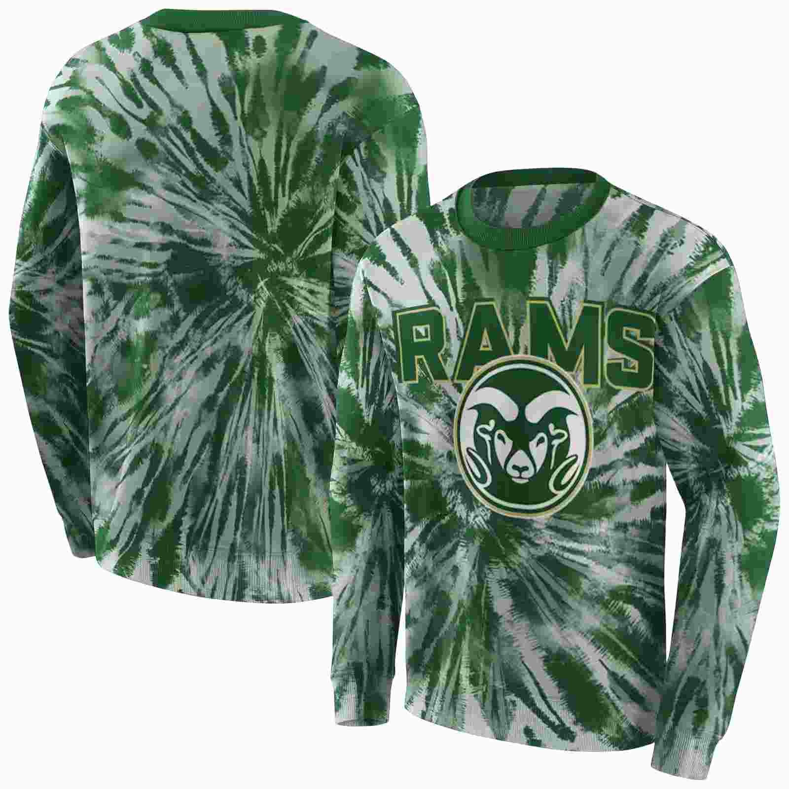 colorado state rams tie dye pattern green hoodie premium grade