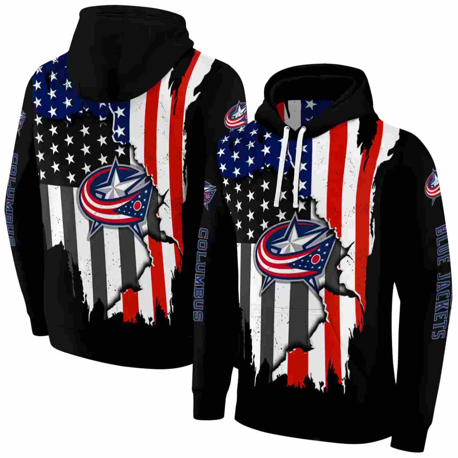 columbus blue jackets american pride black hoodie fashion forward