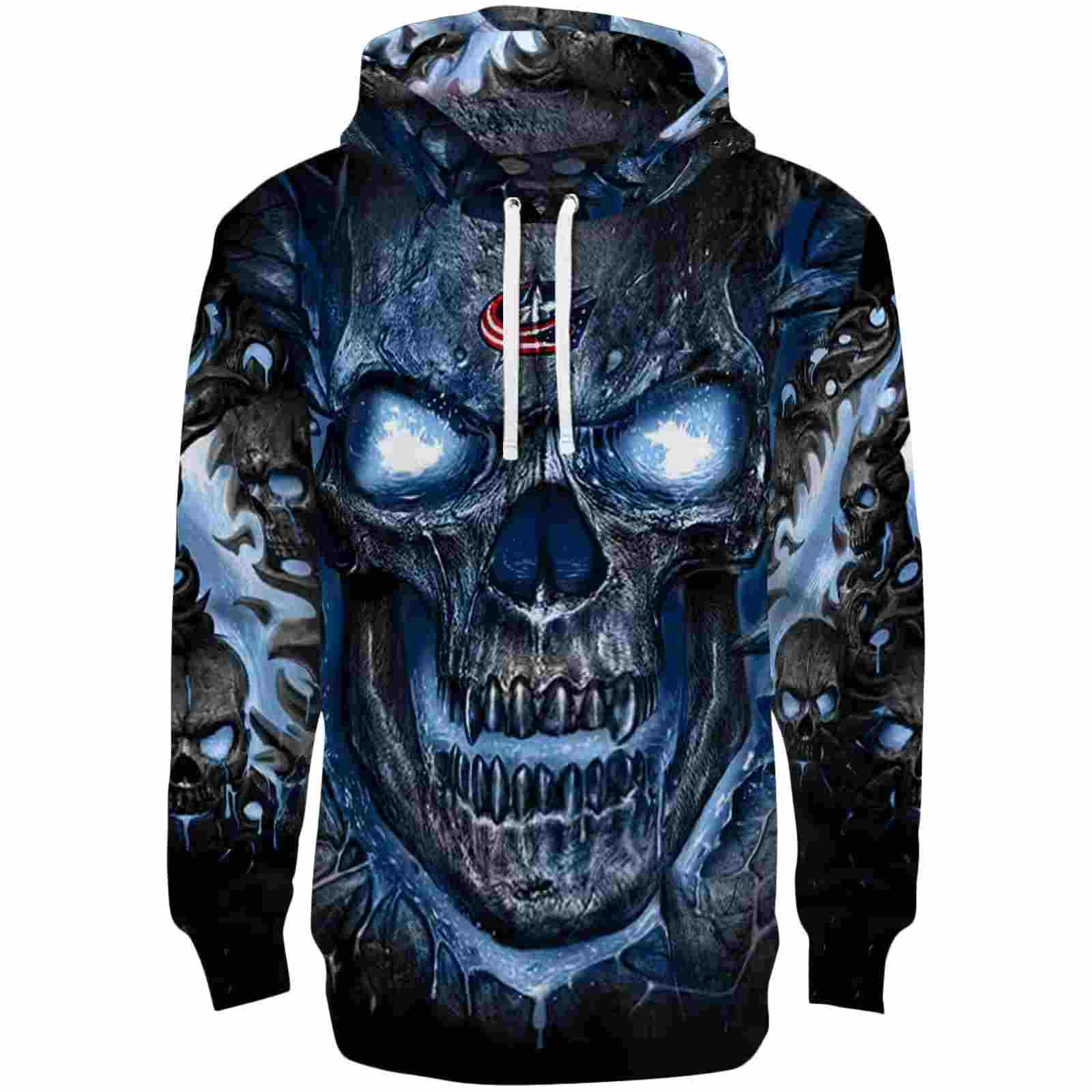 Columbus Blue Jackets Demonic Skull Navy Blue Black Hoodie