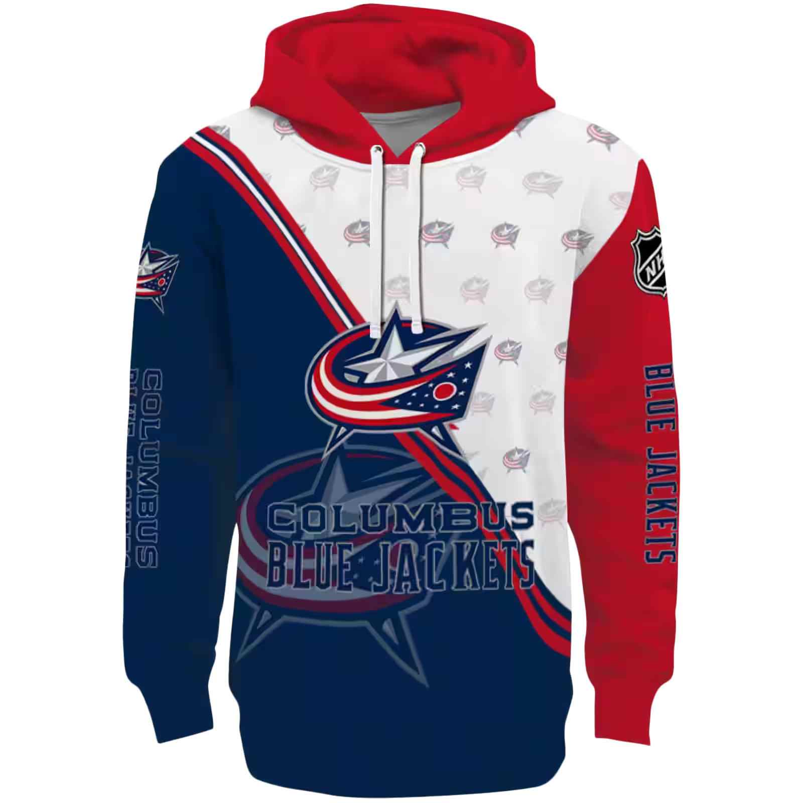 Columbus Blue Jackets Diagonal Stripe Navy Blue White Hoodie