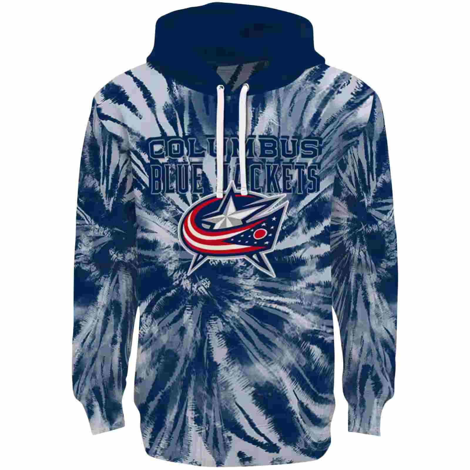 Columbus Blue Jackets Tie Dye Pattern Navy Blue Hoodie