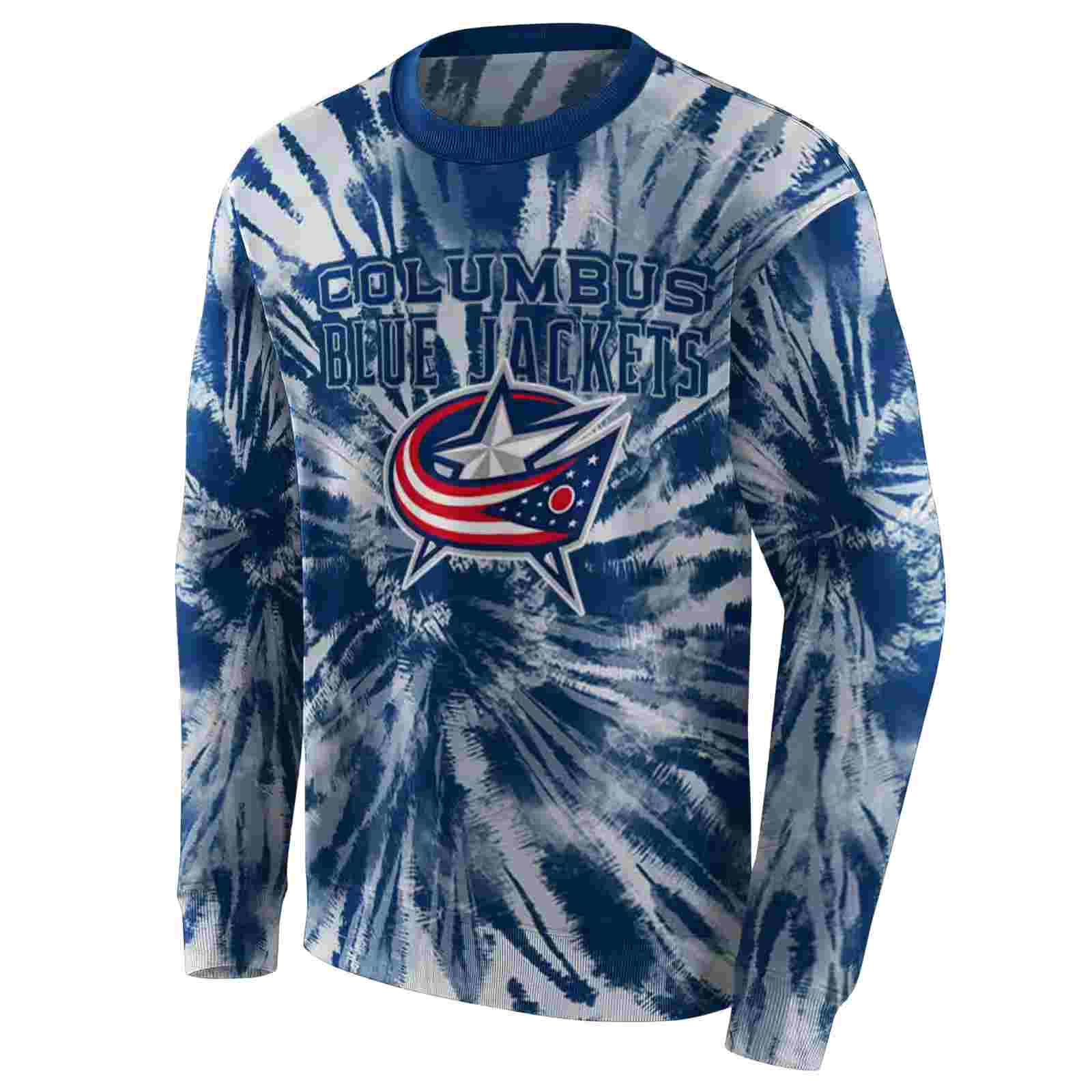 columbus blue jackets tie dye pattern navy blue hoodie new arrival