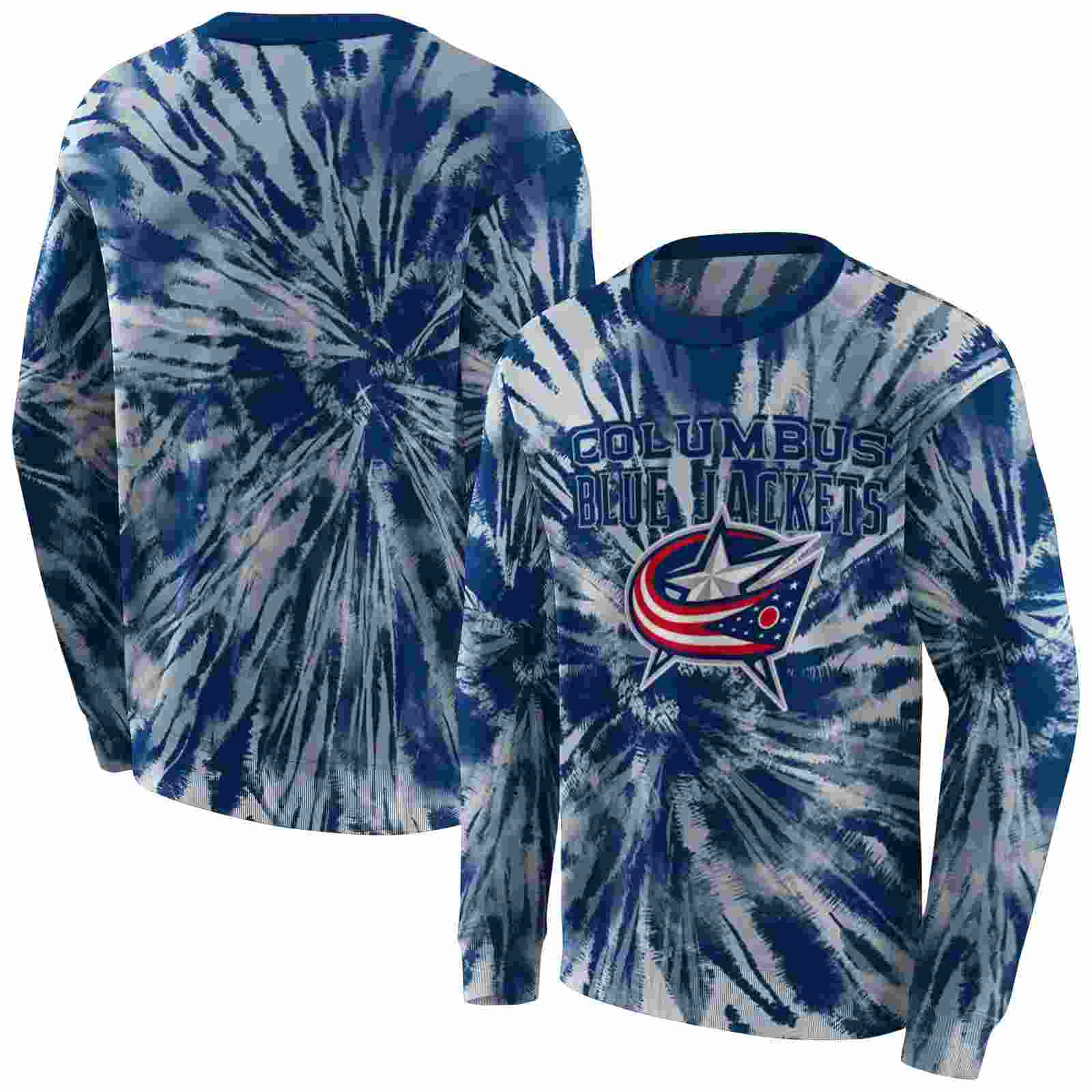 columbus blue jackets tie dye pattern navy blue hoodie premium grade