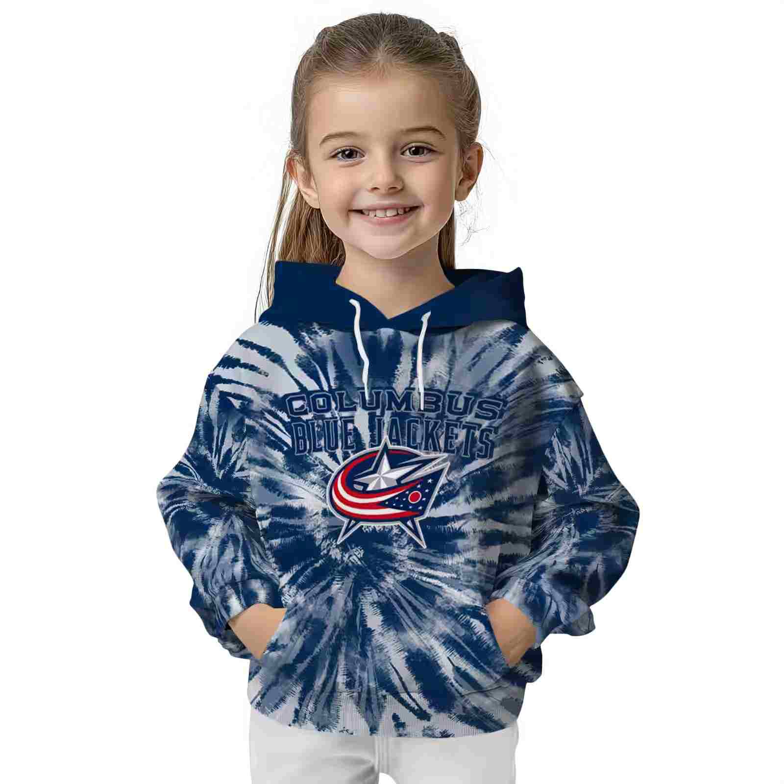 columbus blue jackets tie dye pattern navy blue hoodie top rated