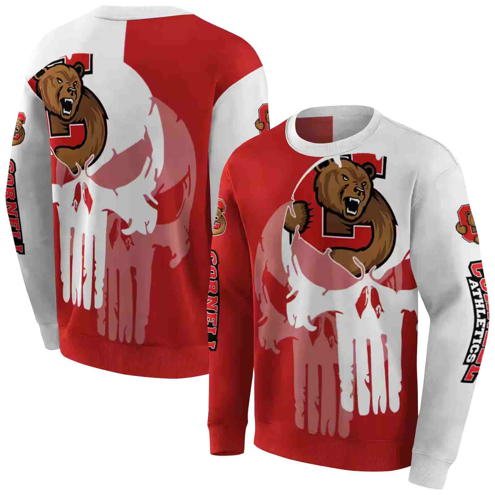 cornell big red graphic punisher red white hoodie premium grade