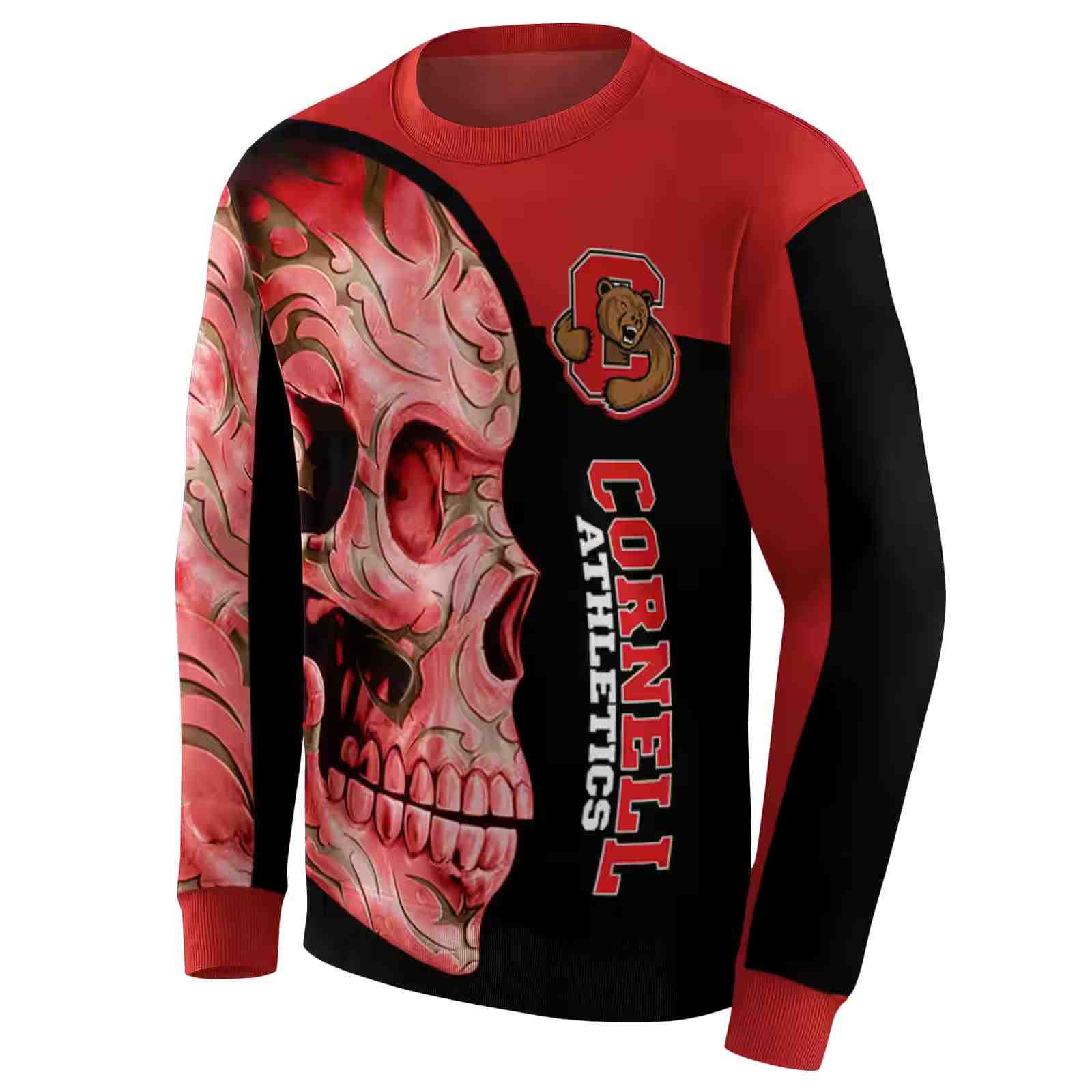 cornell big red skull motif red black hoodie new arrival