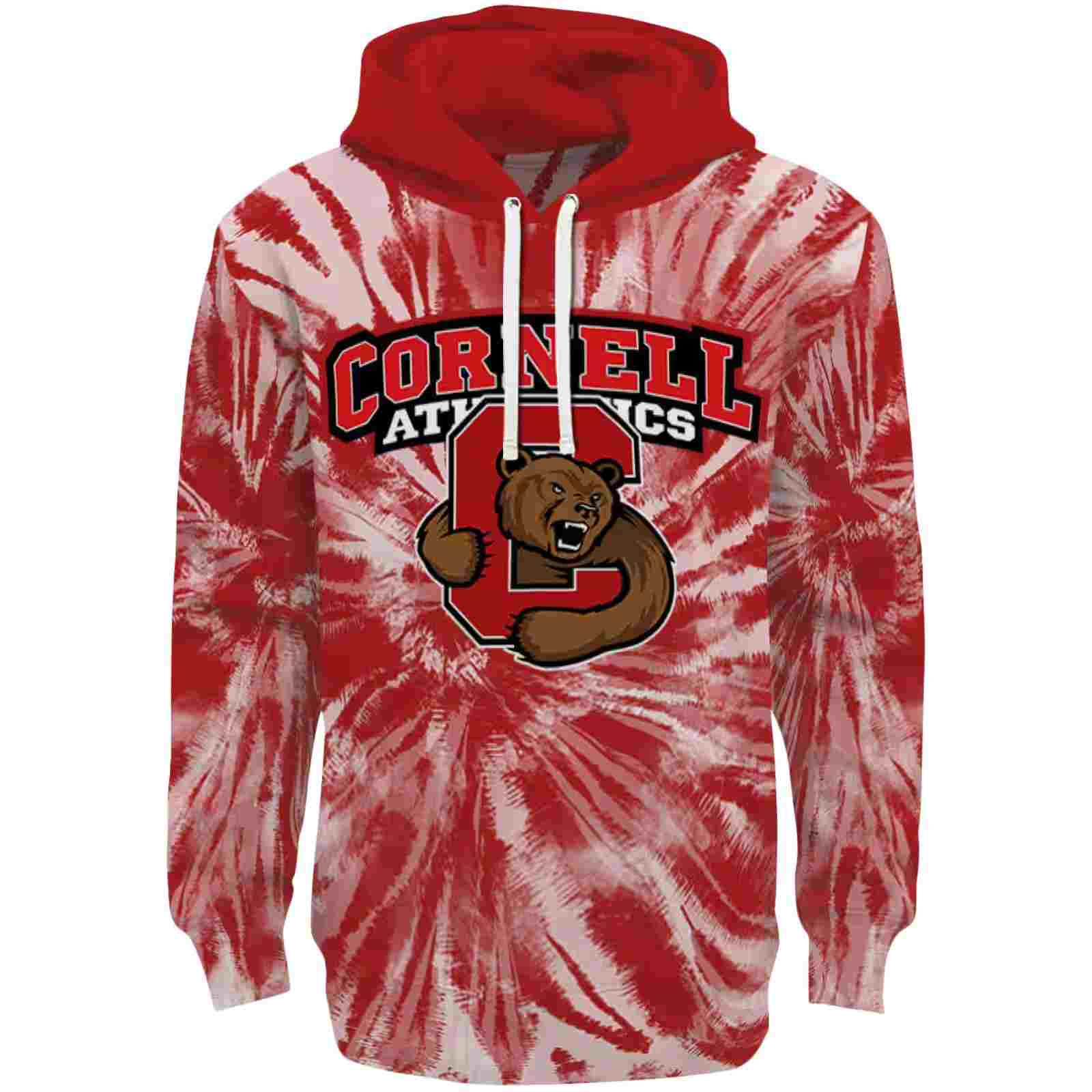 Cornell Big Red Tie Dye Pattern Red Hoodie