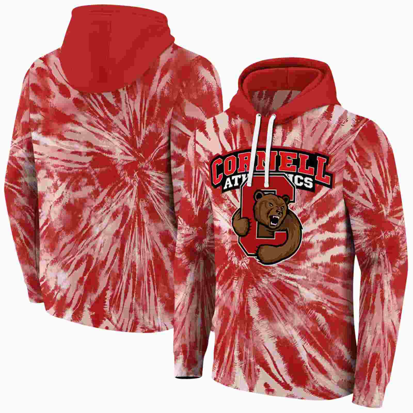 cornell big red tie dye pattern red hoodie fashion forward