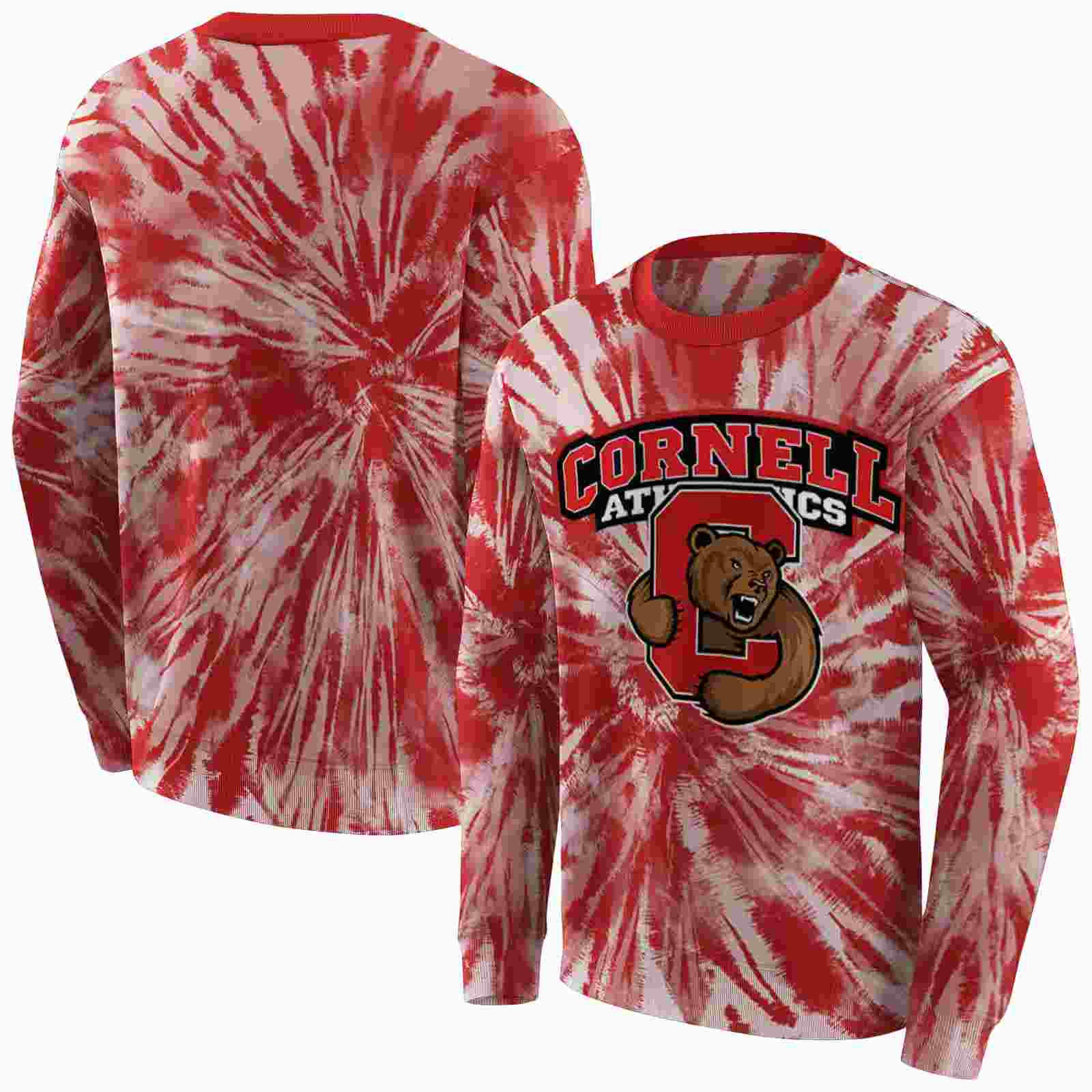 cornell big red tie dye pattern red hoodie premium grade