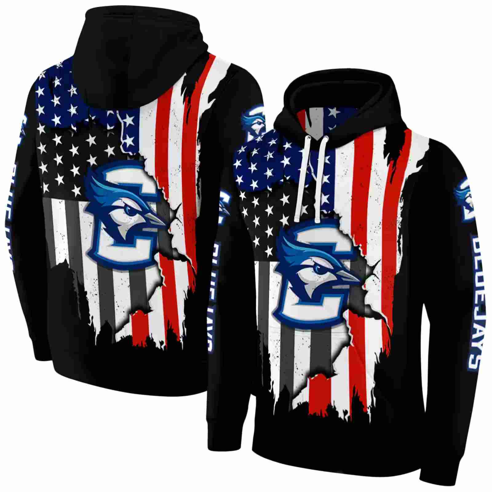 creighton bluejays american pride black hoodie fashion forward