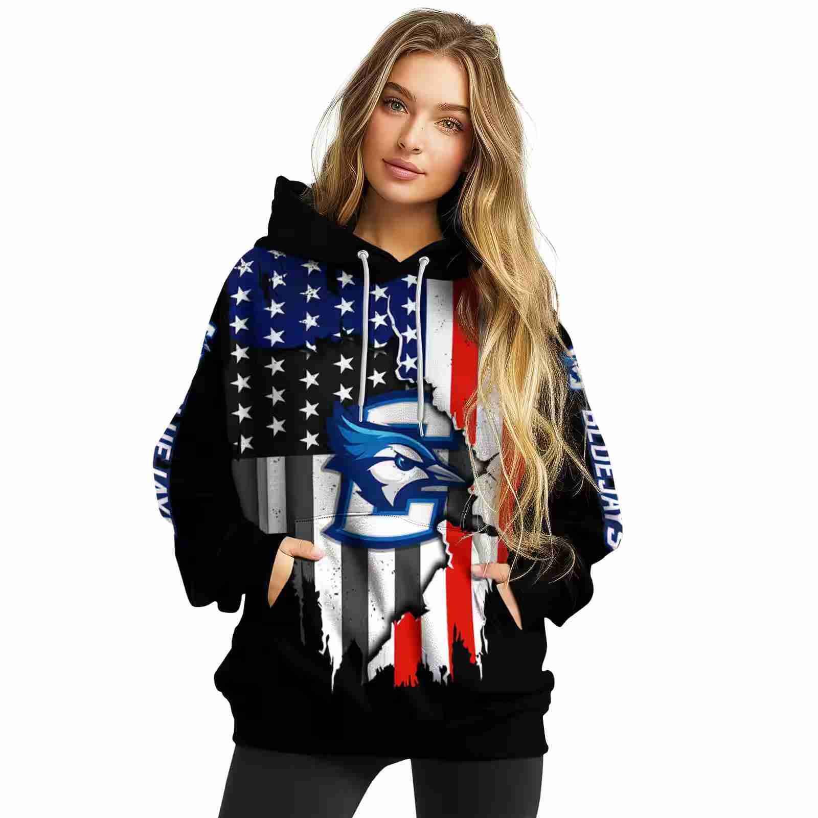 creighton bluejays american pride black hoodie high quality