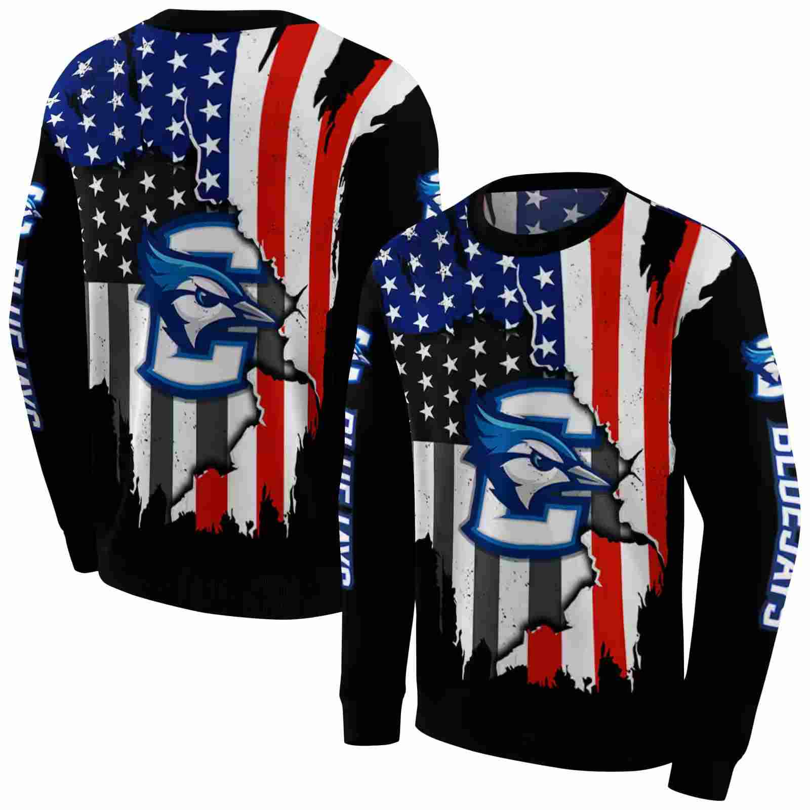 creighton bluejays american pride black hoodie premium grade