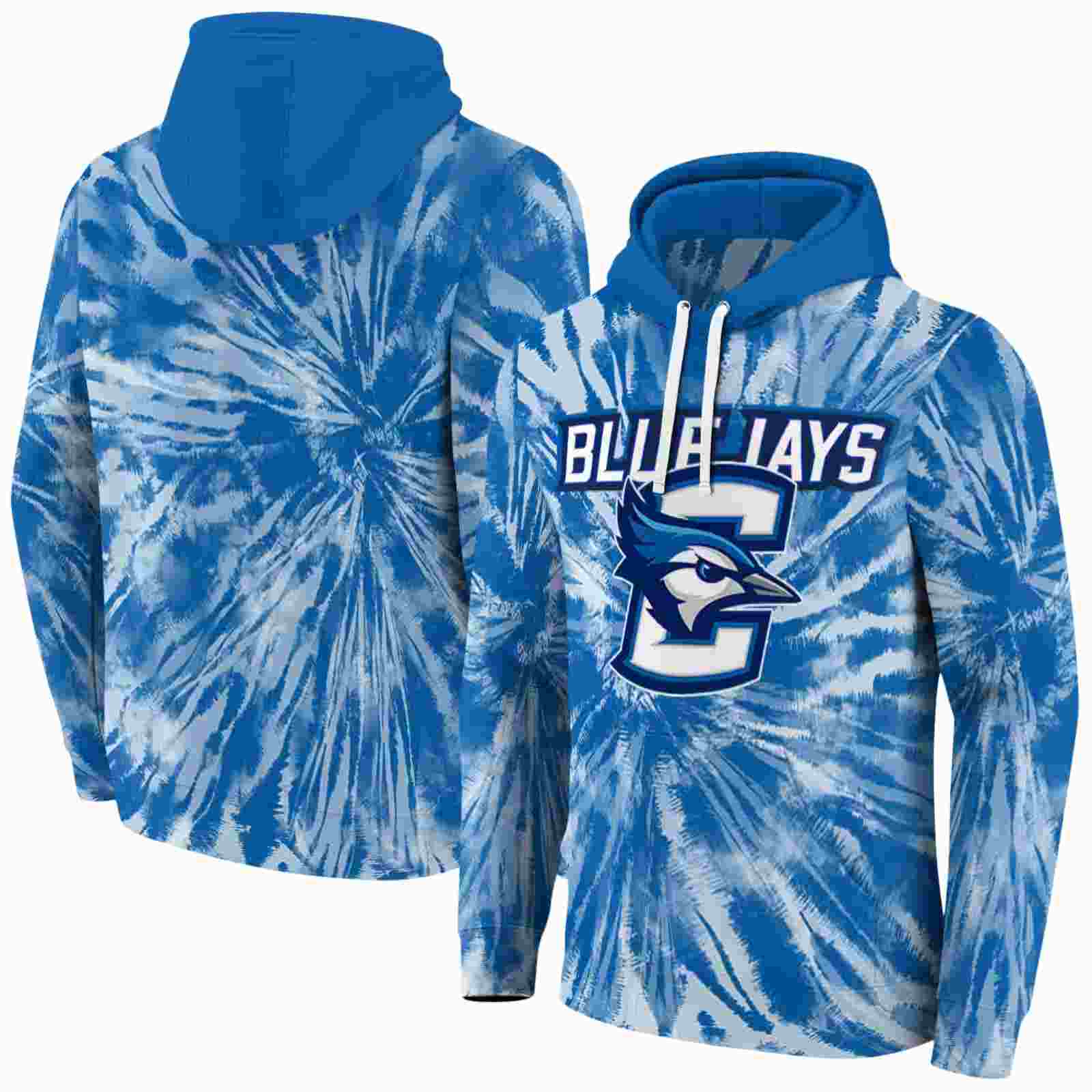 creighton bluejays tie dye pattern blue hoodie fashion forward