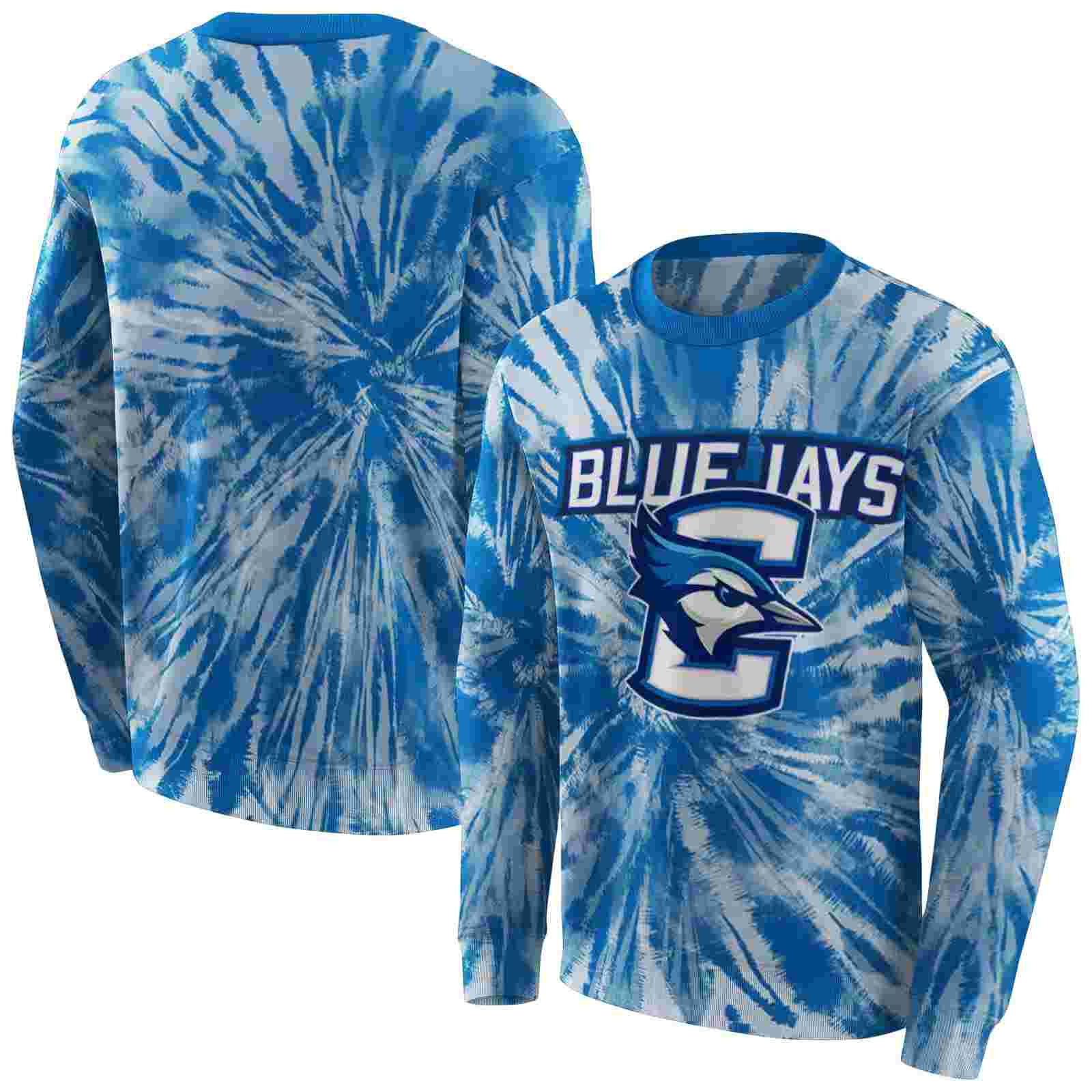 creighton bluejays tie dye pattern blue hoodie premium grade