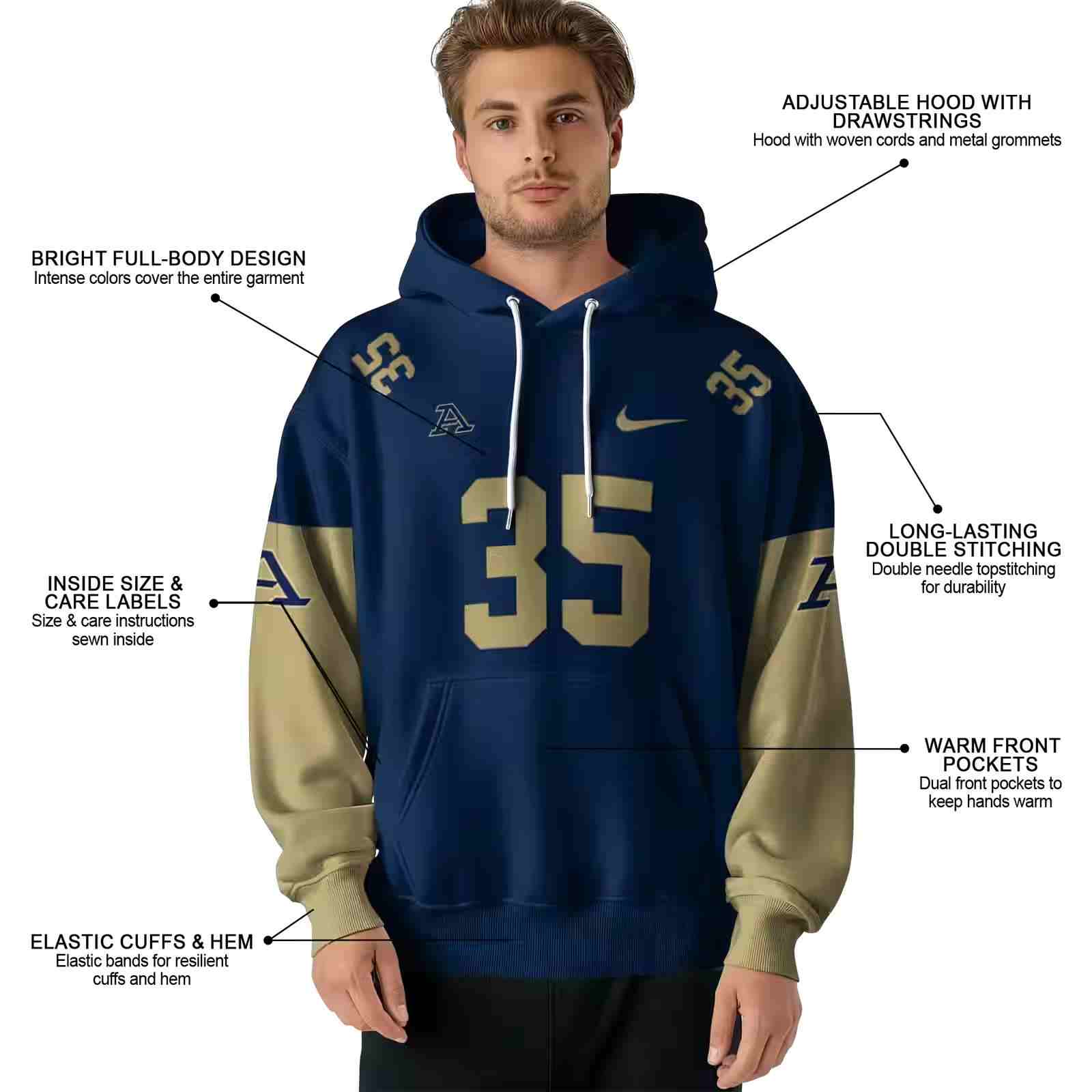 custom akron zips minimal design blue hoodie latest model