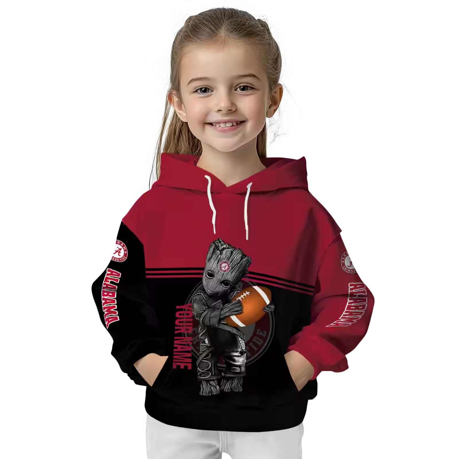 custom alabama crimson tide baby groot crimson black hoodie top rated