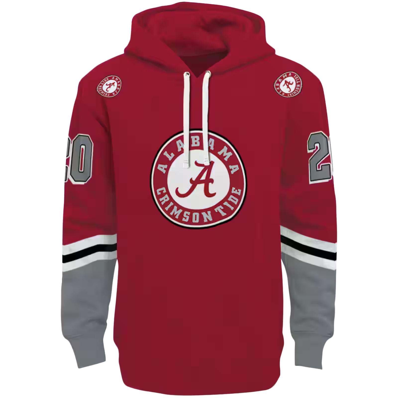 Custom Alabama Crimson Tide Striped Sleeves Crimson Hoodie