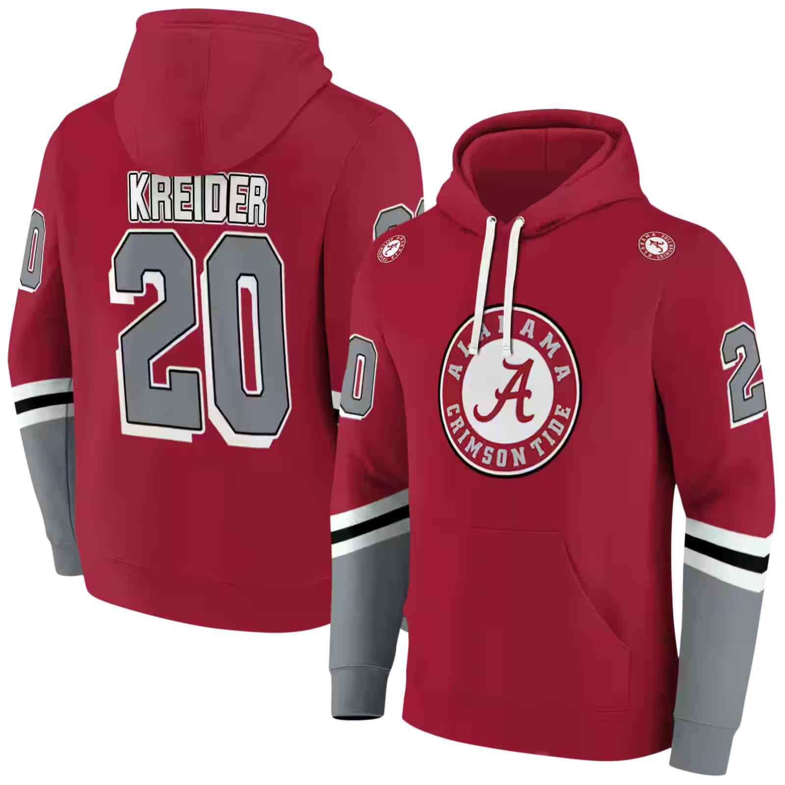 custom alabama crimson tide striped sleeves crimson hoodie fashion forward