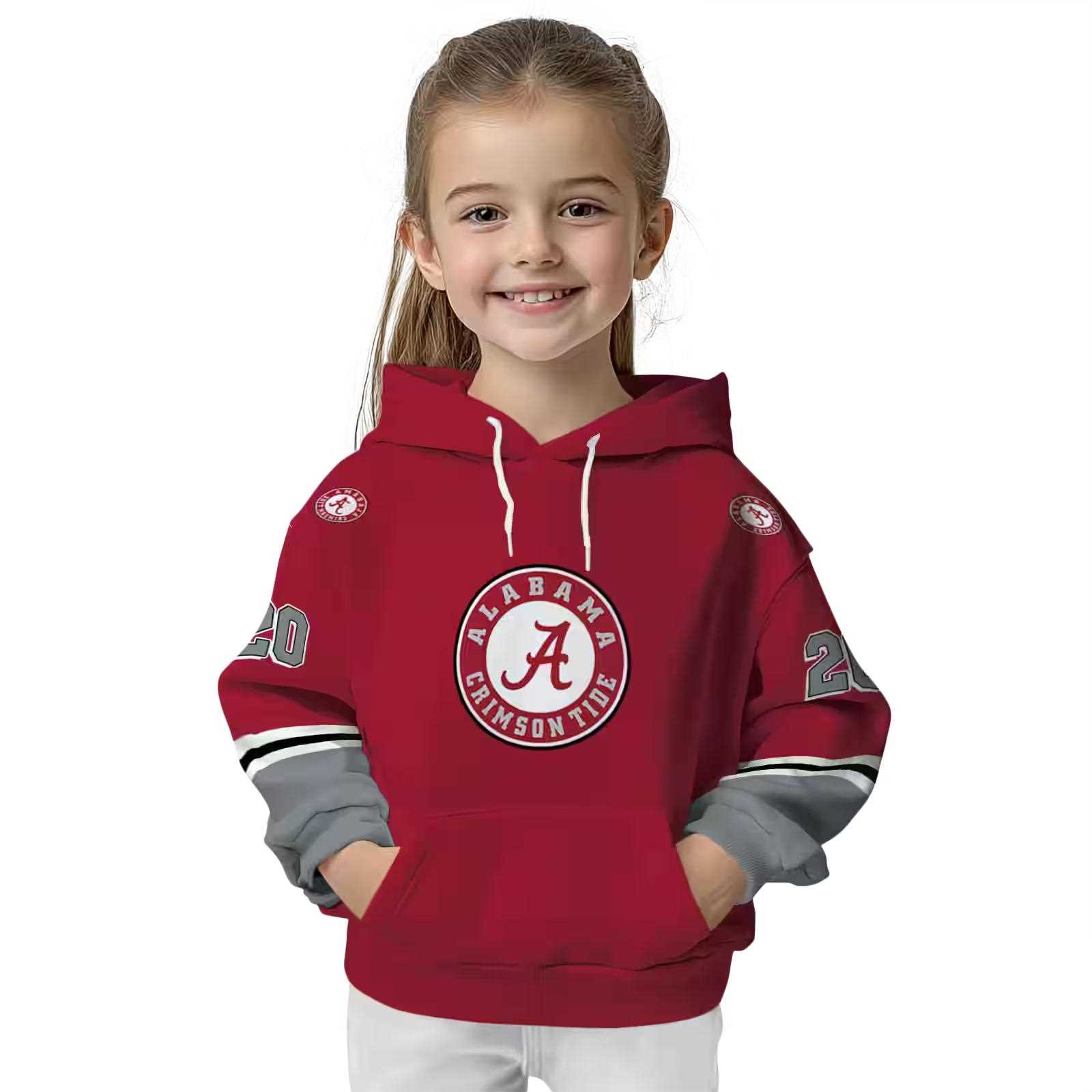 custom alabama crimson tide striped sleeves crimson hoodie top rated