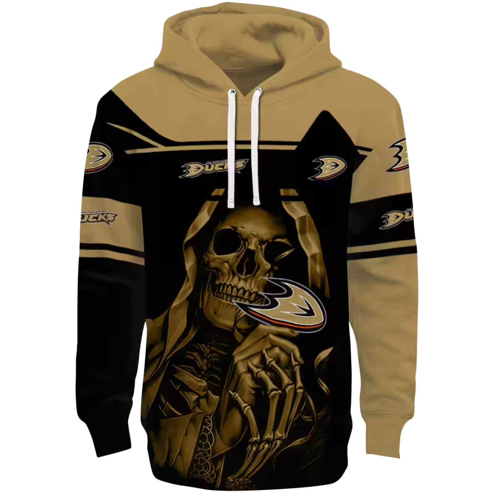 Custom Anaheim Ducks Grim Reaper Gold Black Hoodie