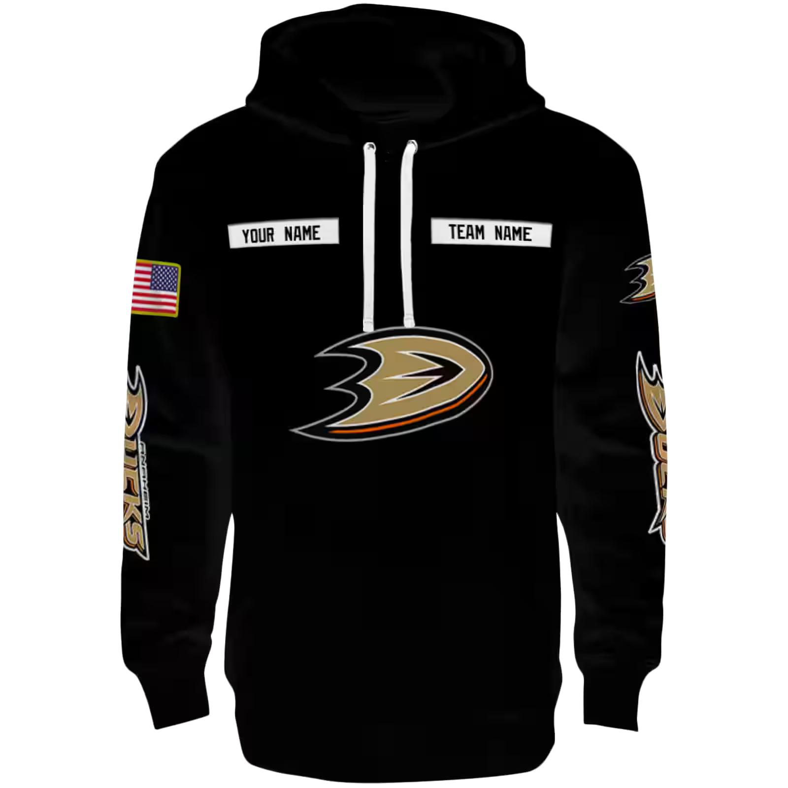 Custom Anaheim Ducks Punisher Skull Black Hoodie