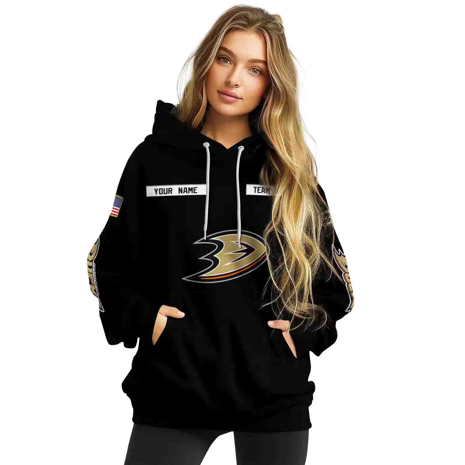 custom anaheim ducks punisher skull black hoodie high quality