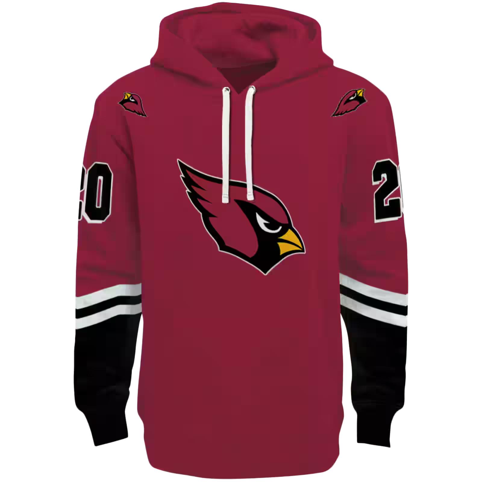 Custom Arizona Cardinals Striped Sleeves Red Hoodie