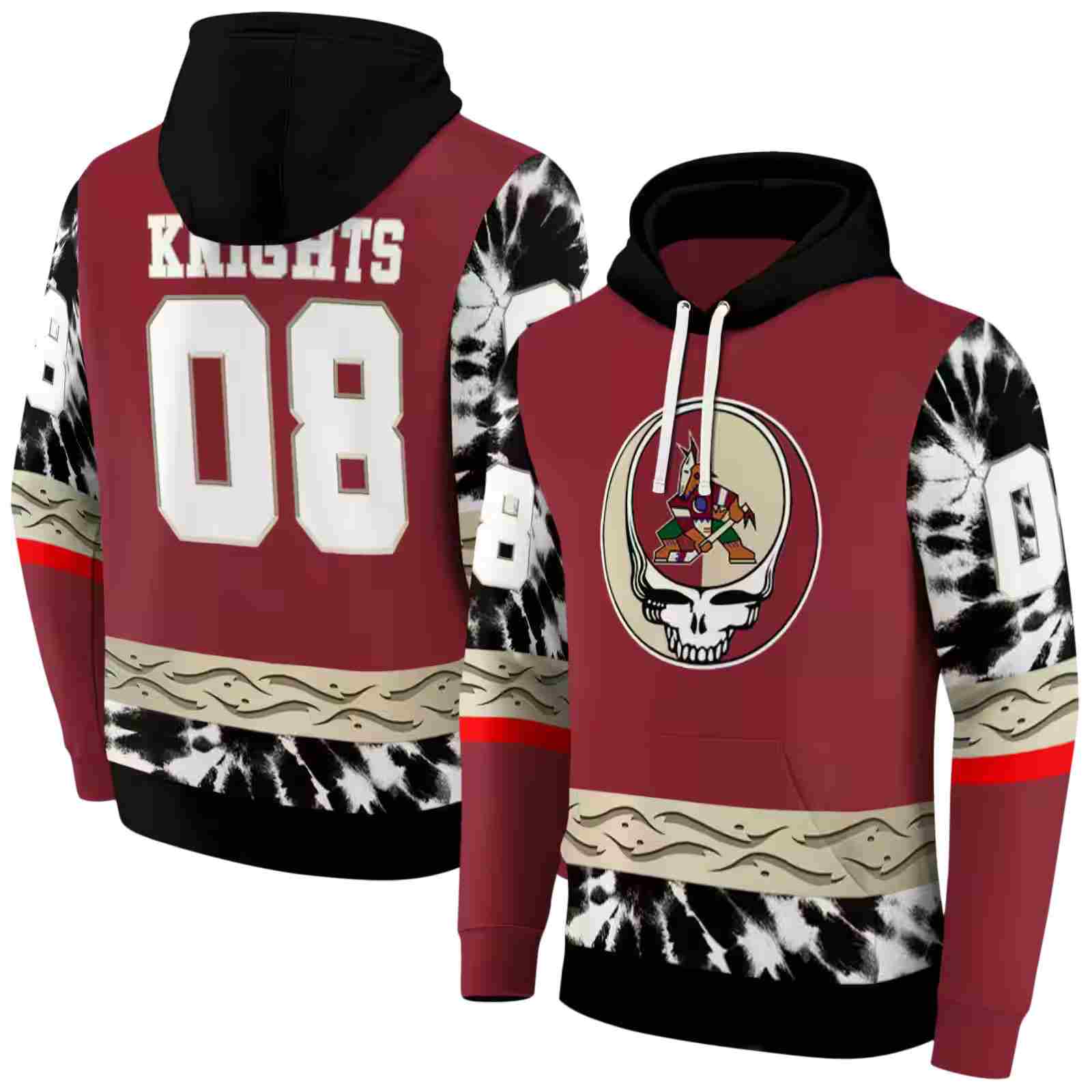 custom arizona coyotes grateful vibes red hoodie fashion forward