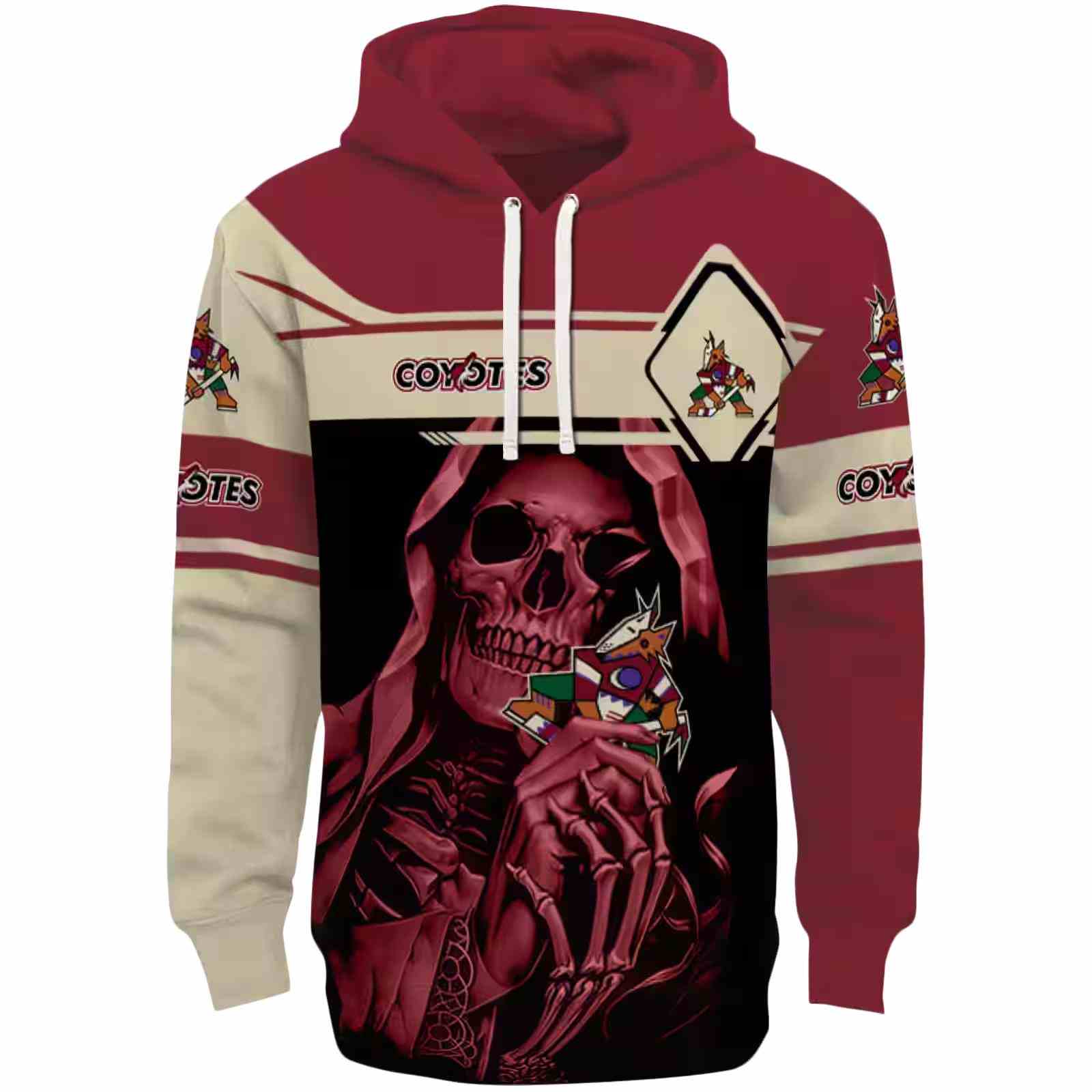 Custom Arizona Coyotes Grim Reaper Red Black Hoodie