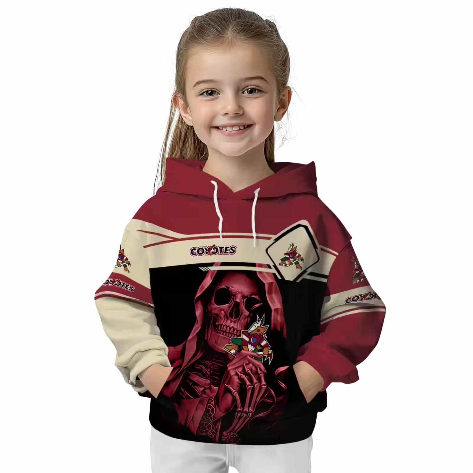 custom arizona coyotes grim reaper red black hoodie top rated