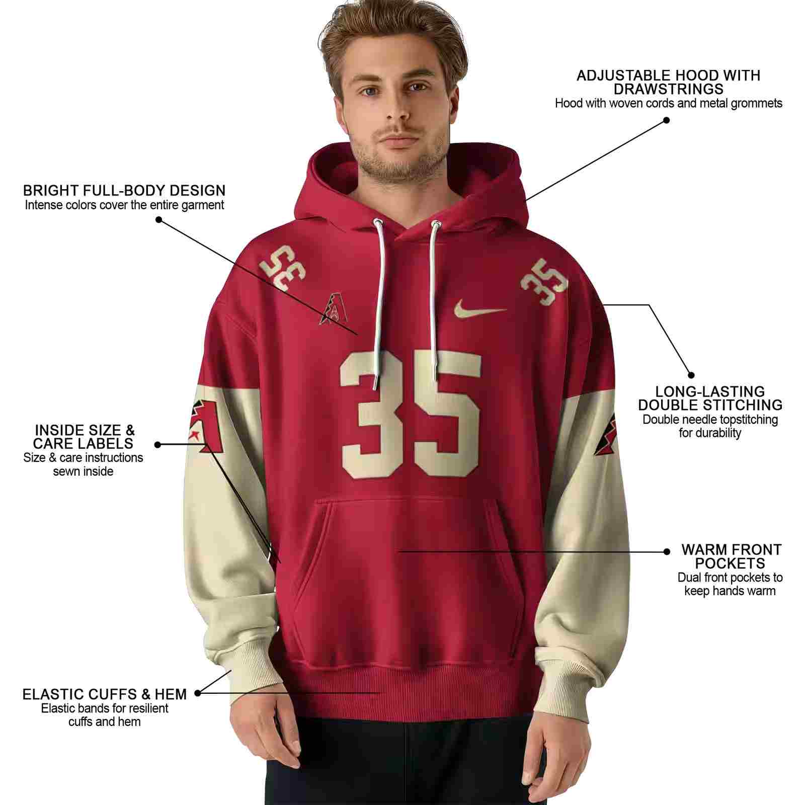 custom arizona diamondbacks minimal design red hoodie latest model