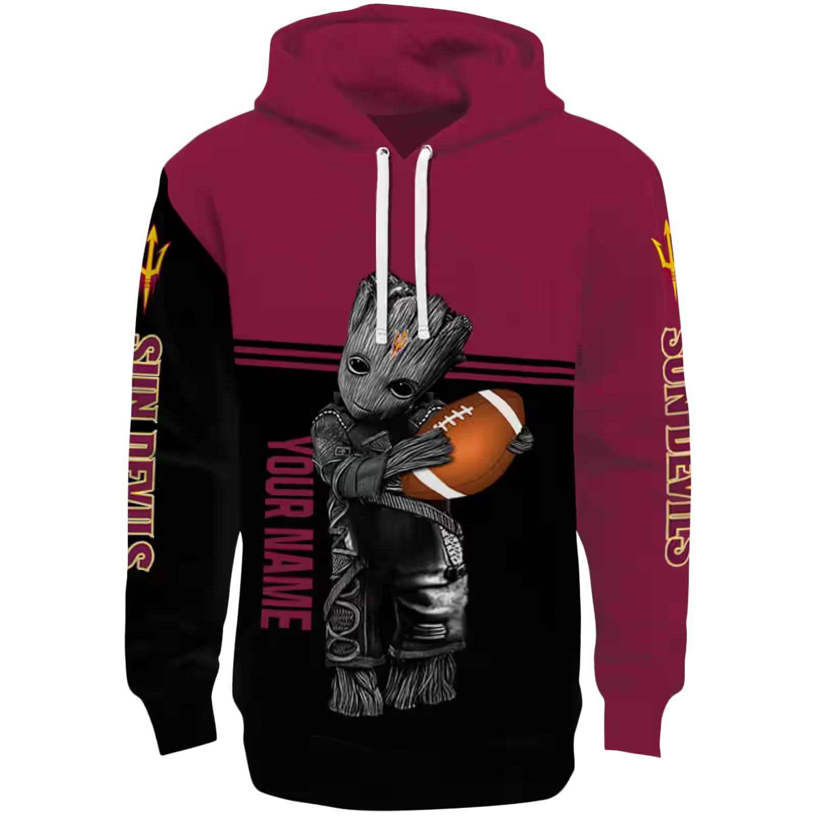 Custom Arizona State Sun Devils Baby Groot Maroon Black Hoodie