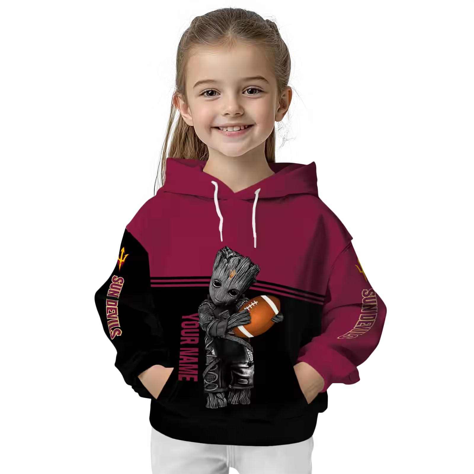 custom arizona state sun devils baby groot maroon black hoodie top rated