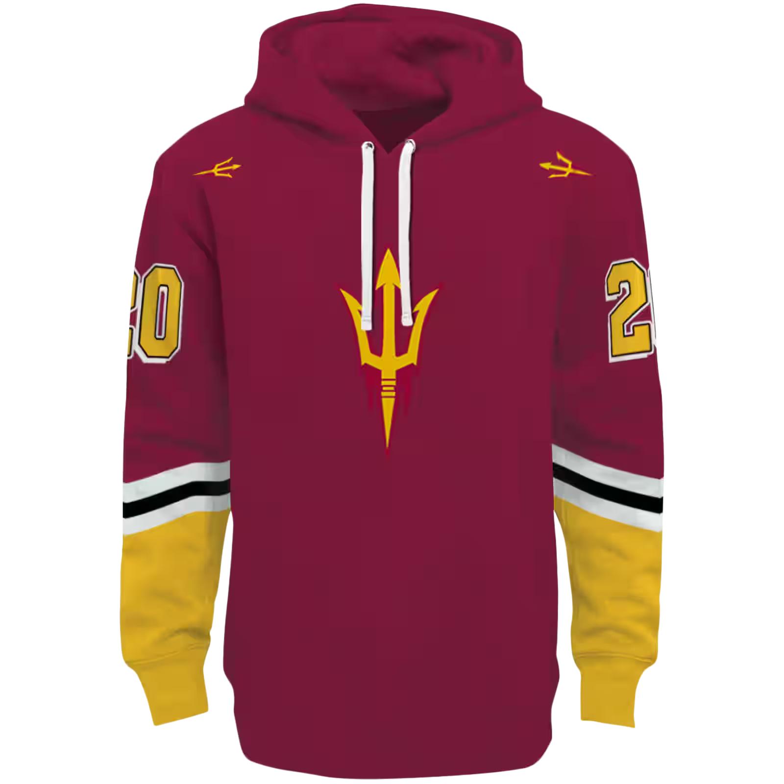 Custom Arizona State Sun Devils Striped Sleeves Maroon Hoodie