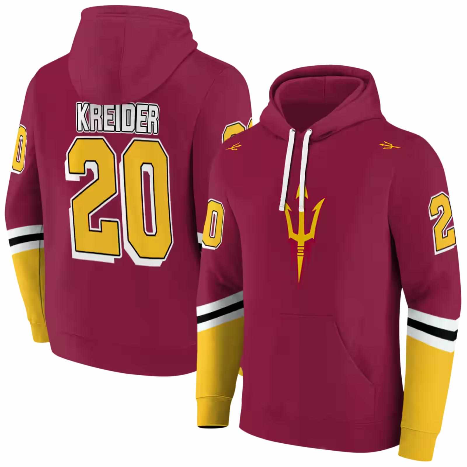 custom arizona state sun devils striped sleeves maroon hoodie fashion forward