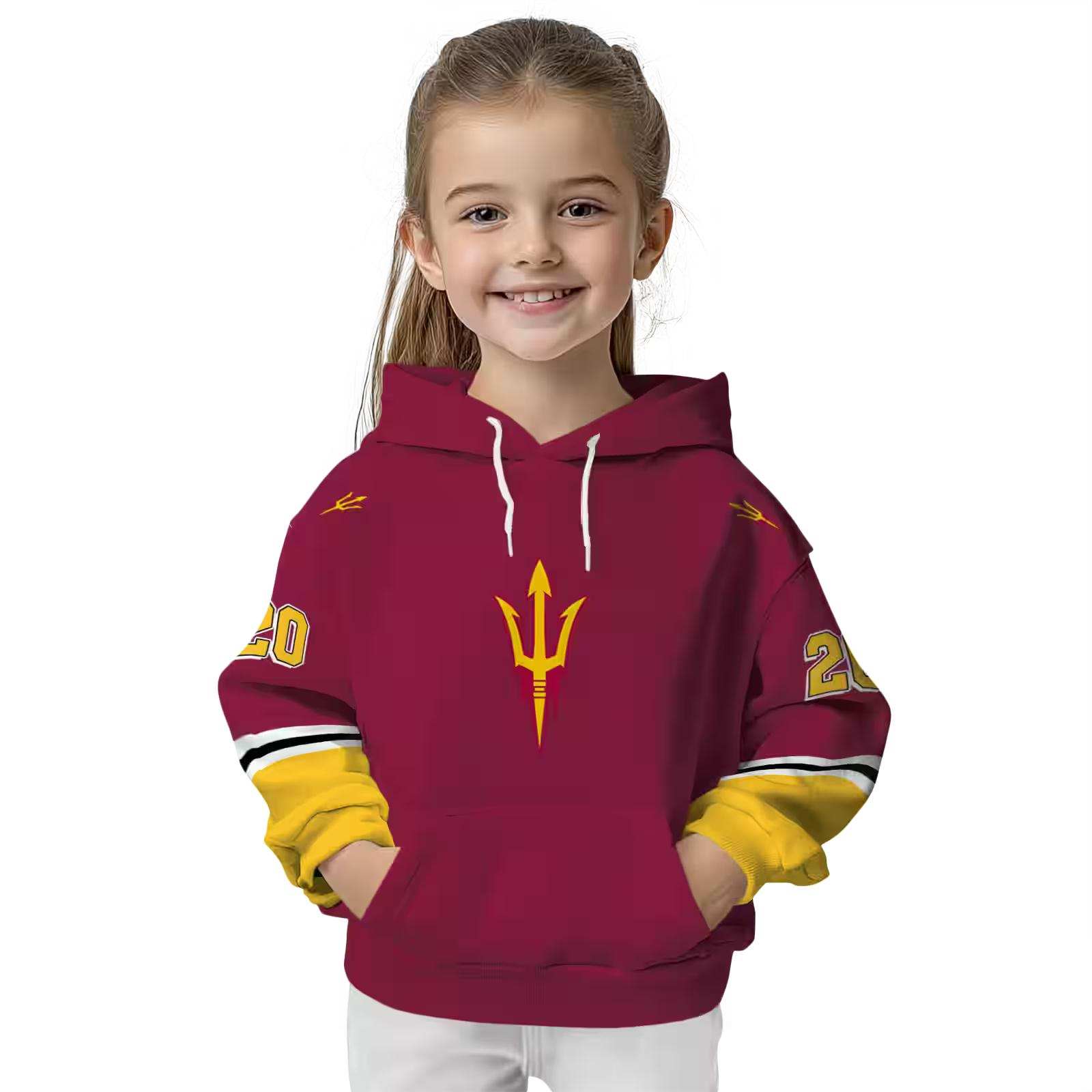 custom arizona state sun devils striped sleeves maroon hoodie top rated