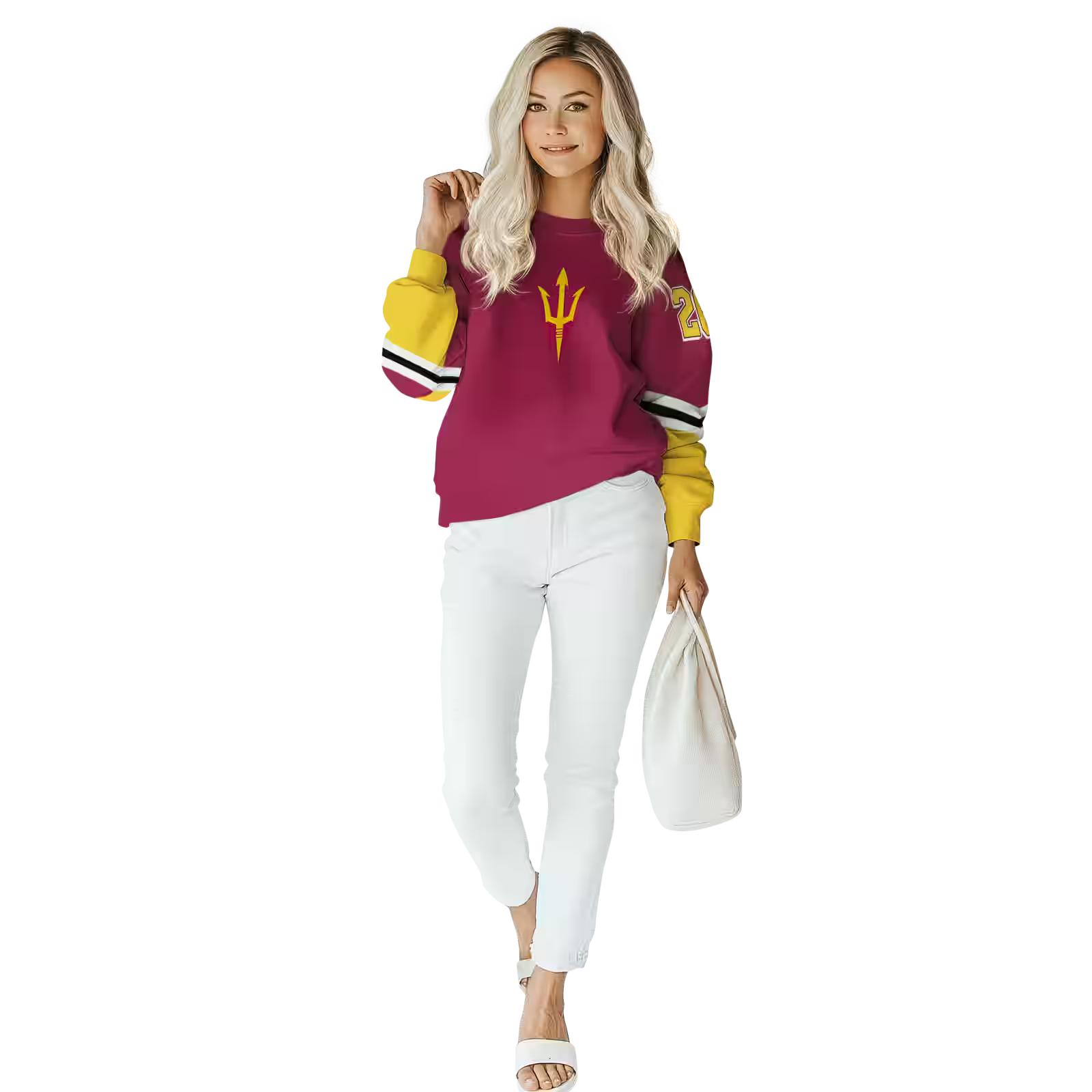 custom arizona state sun devils striped sleeves maroon hoodie trendy