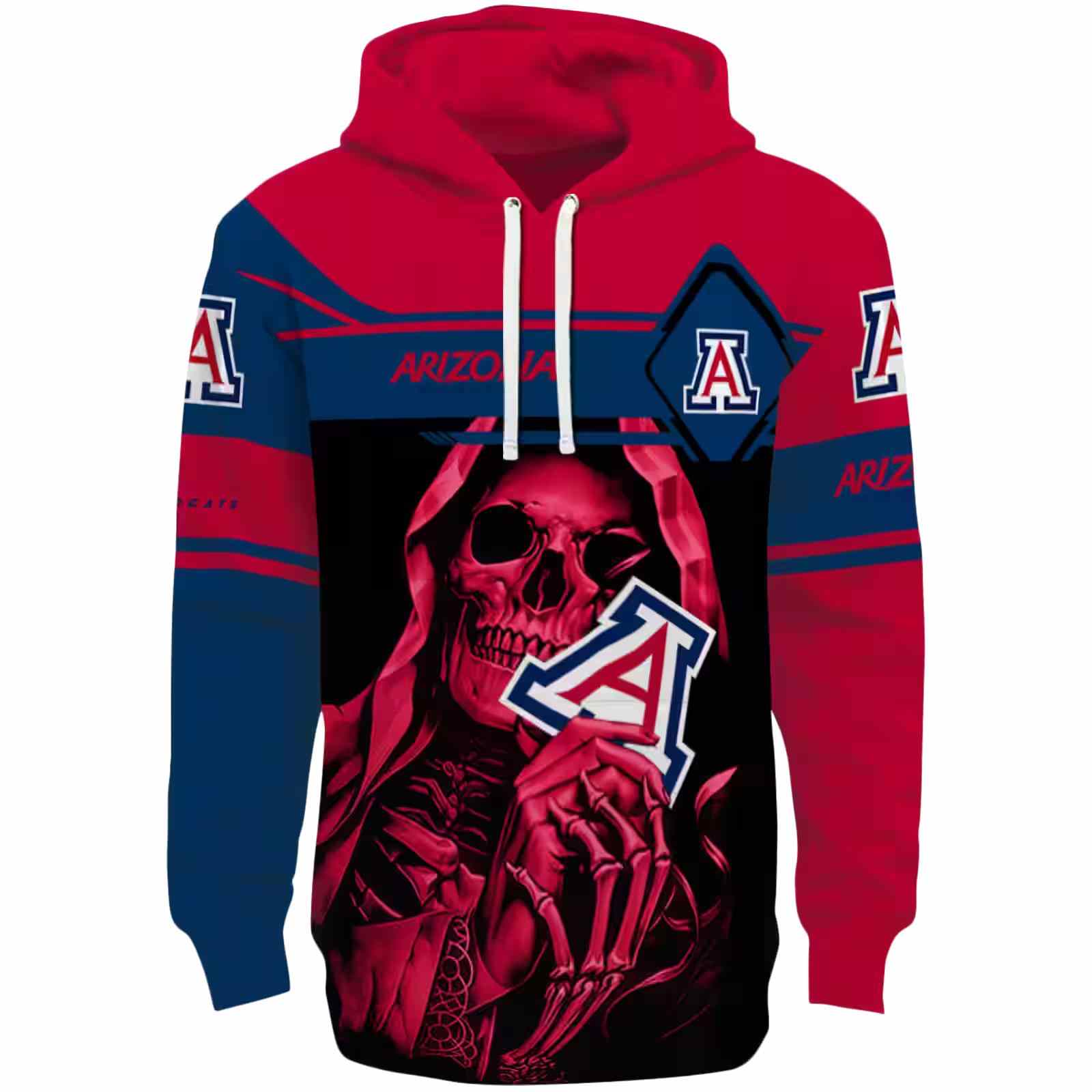 Custom Arizona Wildcats Grim Reaper Red Black Hoodie