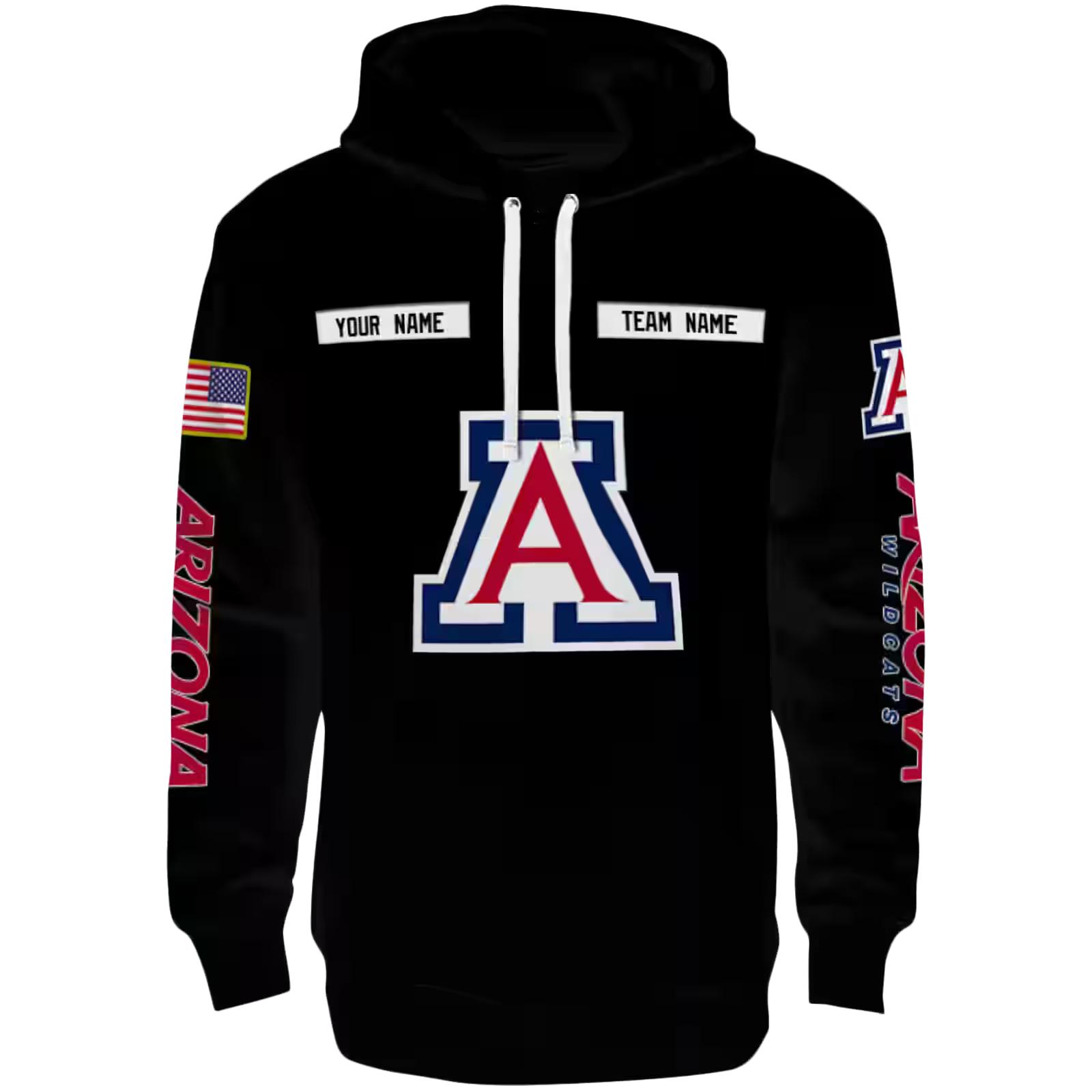 Custom Arizona Wildcats Punisher Skull Black Hoodie