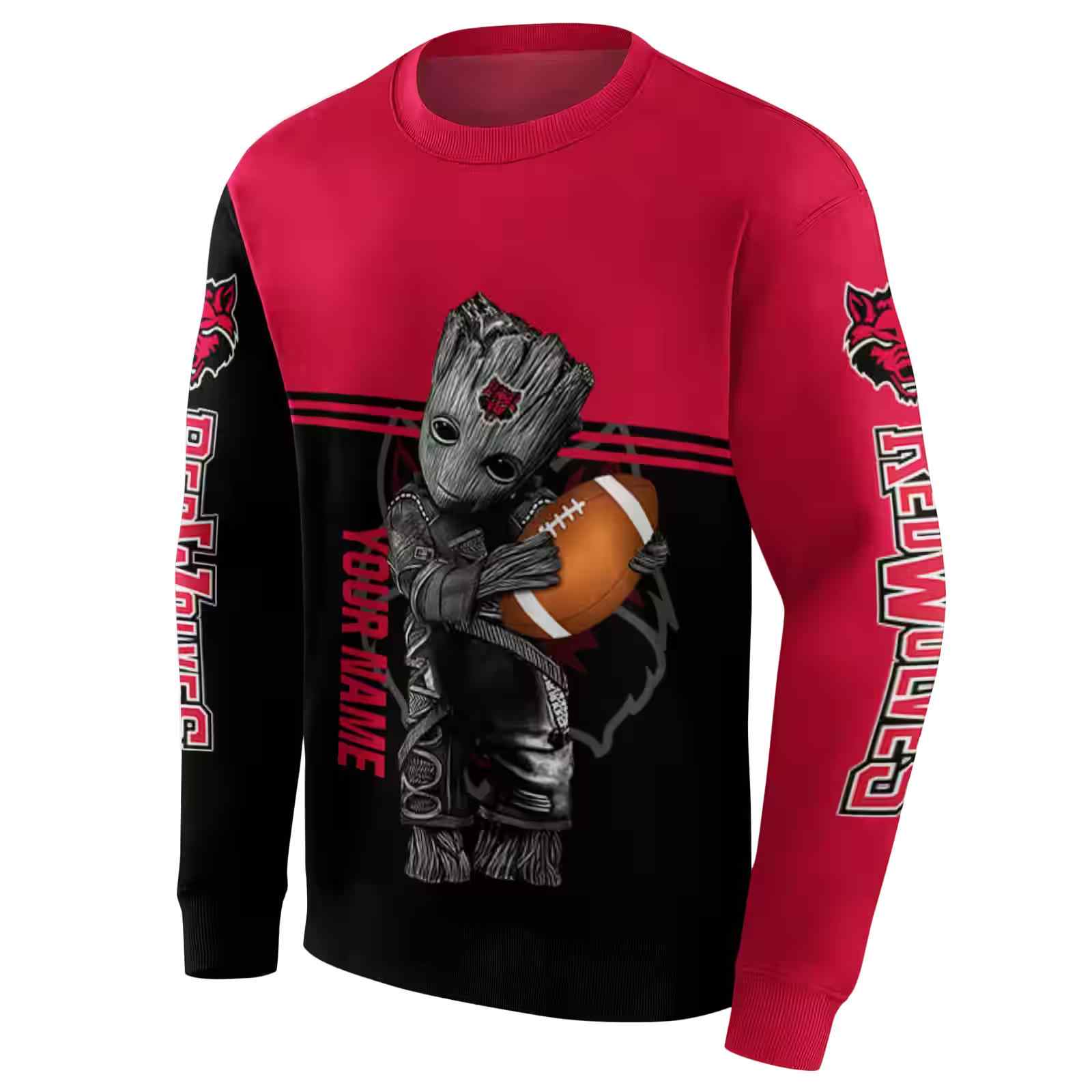 custom arkansas state red wolves baby groot scarlet black hoodie new arrival