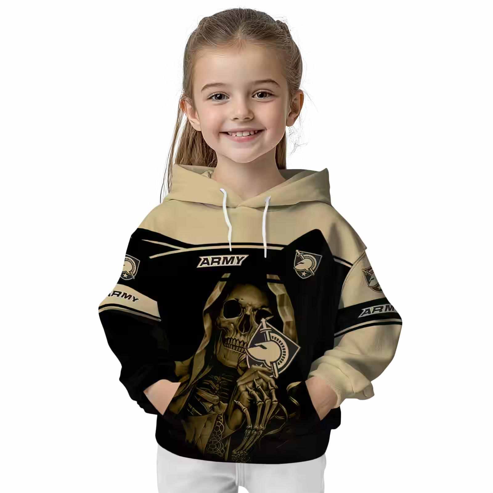 custom army black knights grim reaper gold black hoodie top rated