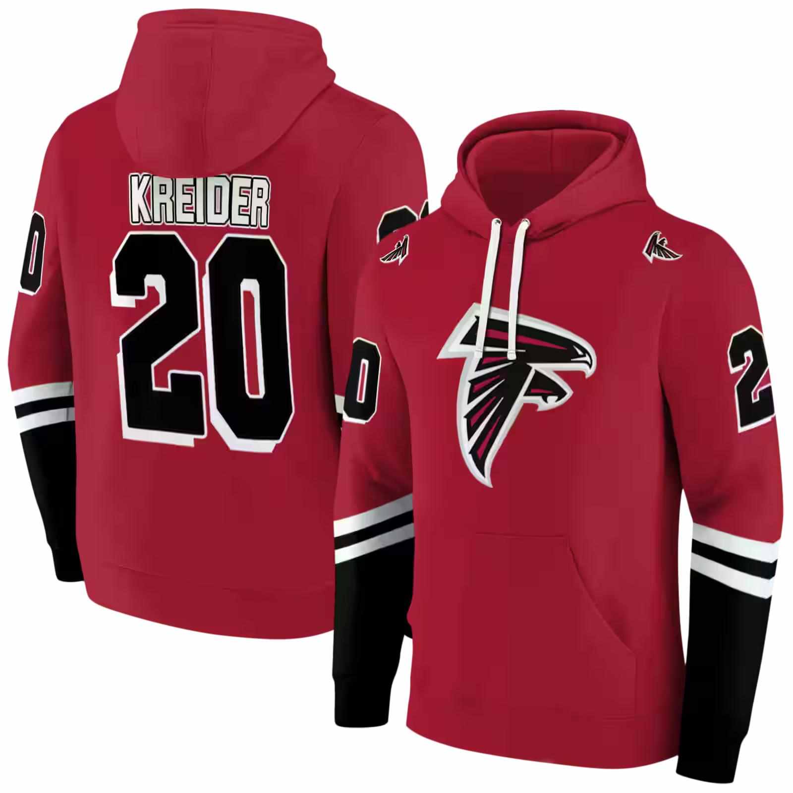 custom atlanta falcons striped sleeves red hoodie fashion forward