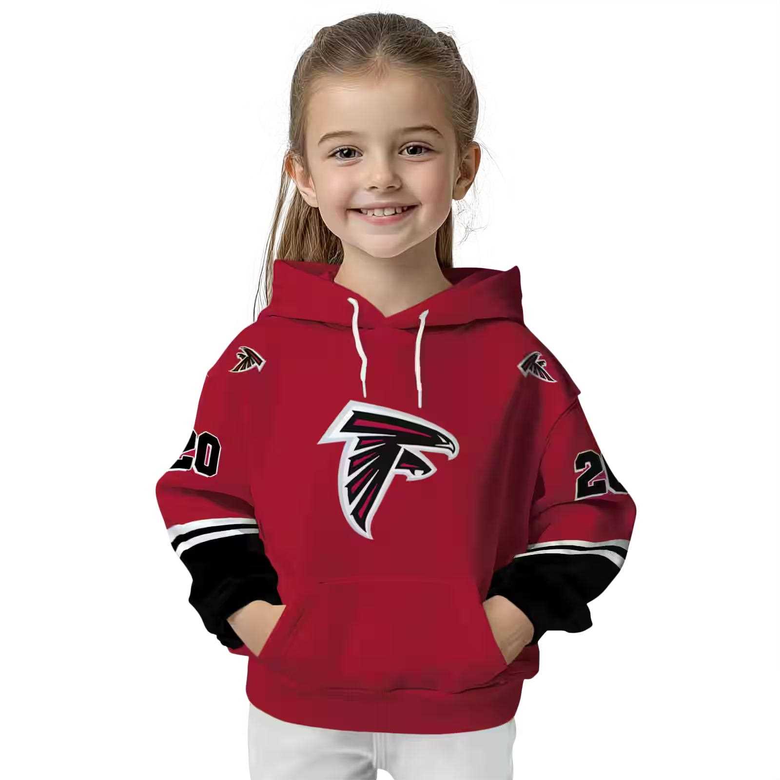 custom atlanta falcons striped sleeves red hoodie top rated