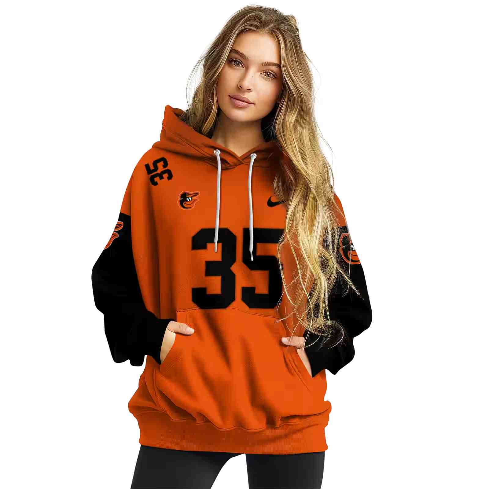 custom baltimore orioles minimal design orange hoodie high quality