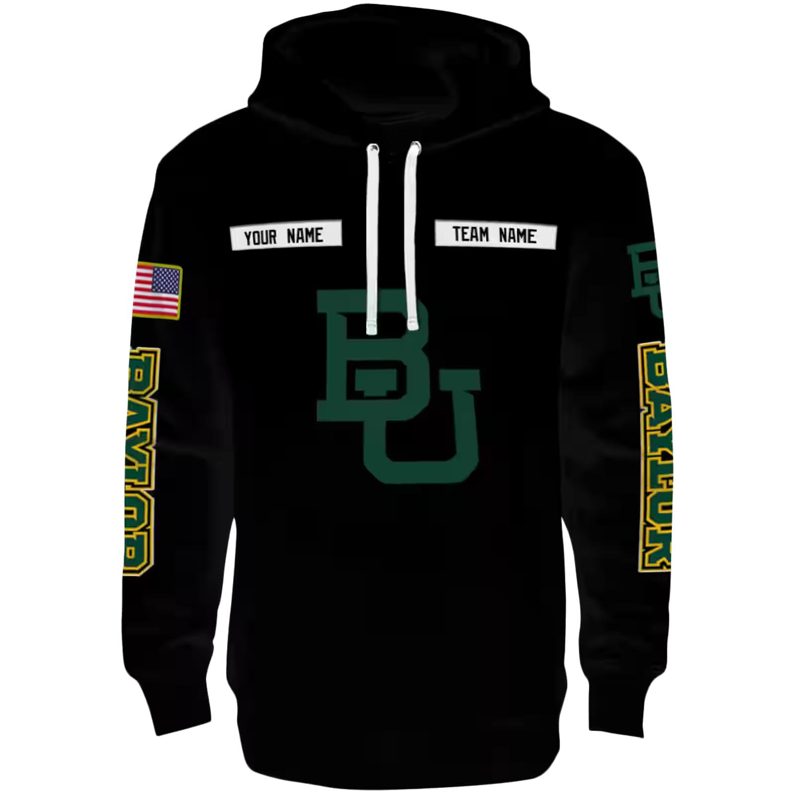 Custom Baylor Bears Punisher Skull Black Hoodie