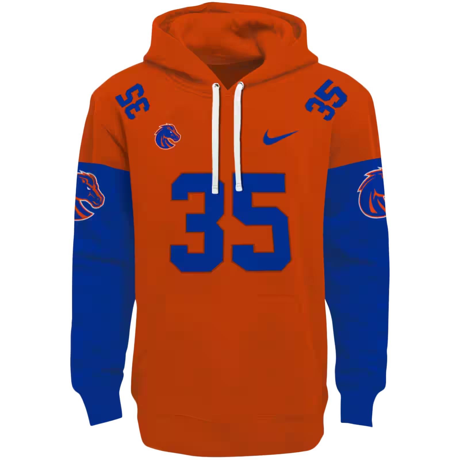 Custom Boise State Broncos Minimal Design Orange Hoodie