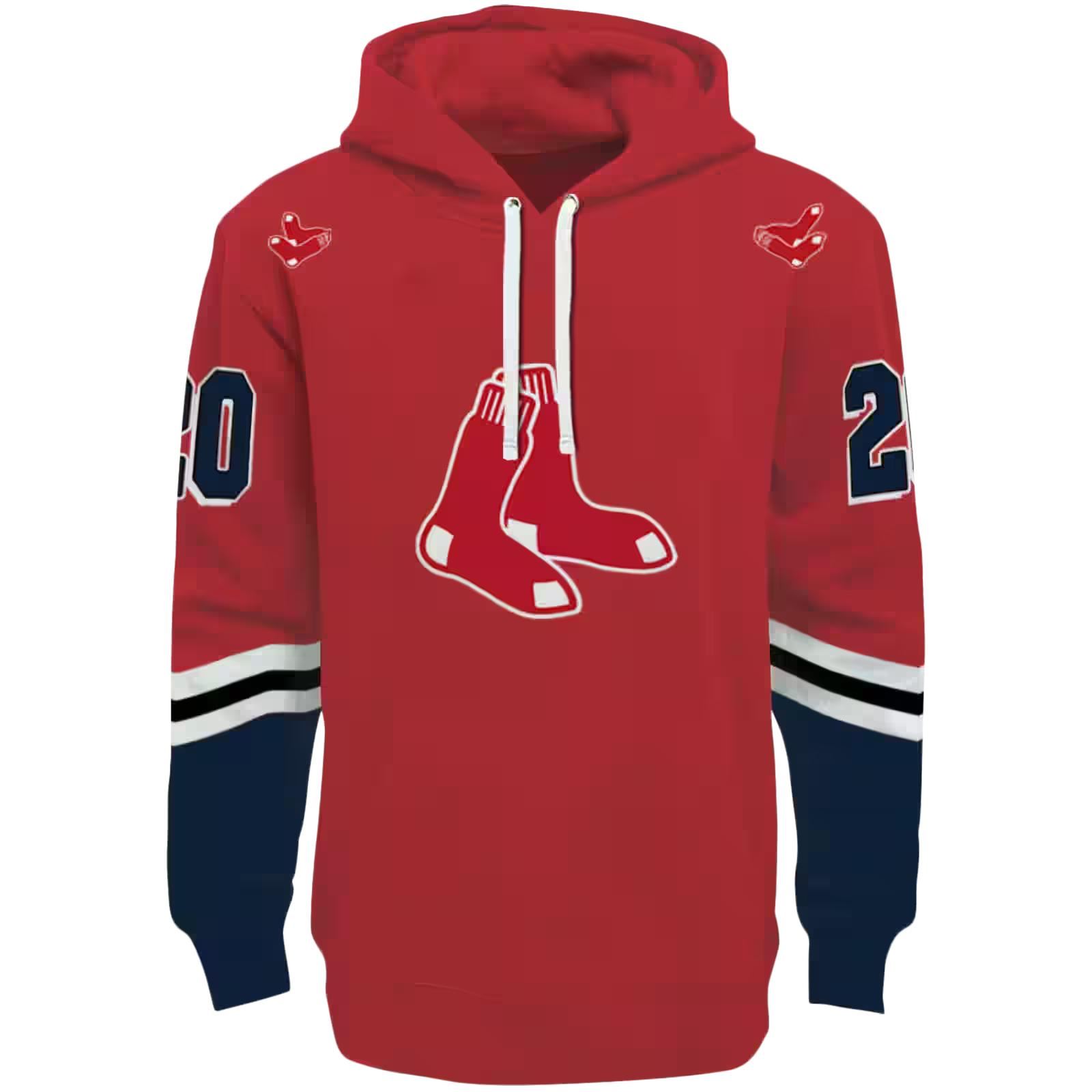 Custom Boston Red Sox Striped Sleeves Red Hoodie
