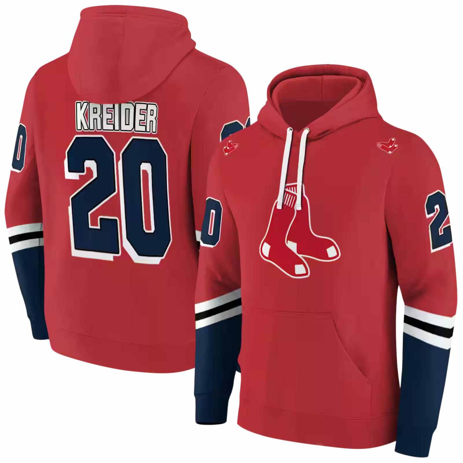 custom boston red sox striped sleeves red hoodie fashion forward