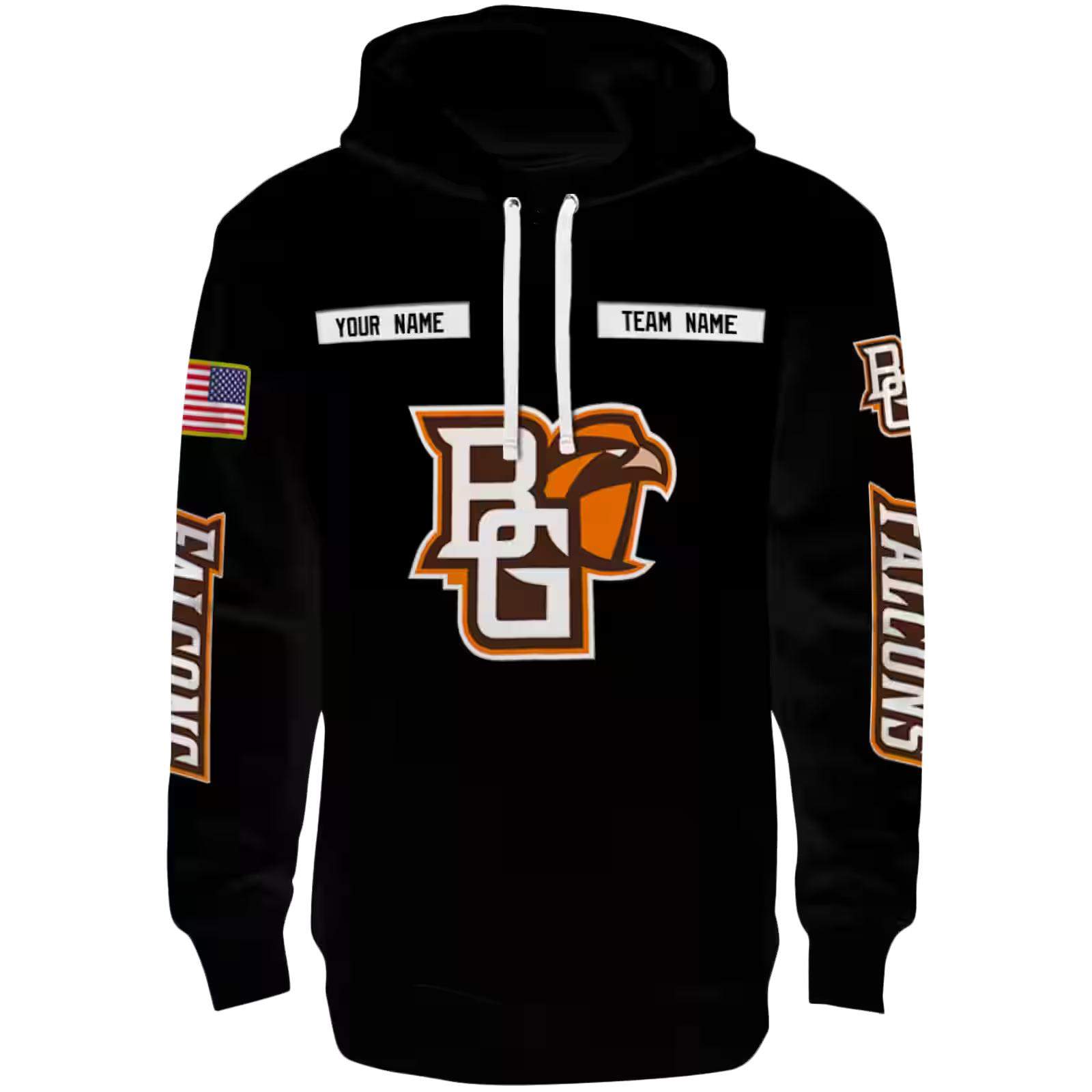 Custom Bowling Green Falcons Punisher Skull Black Hoodie