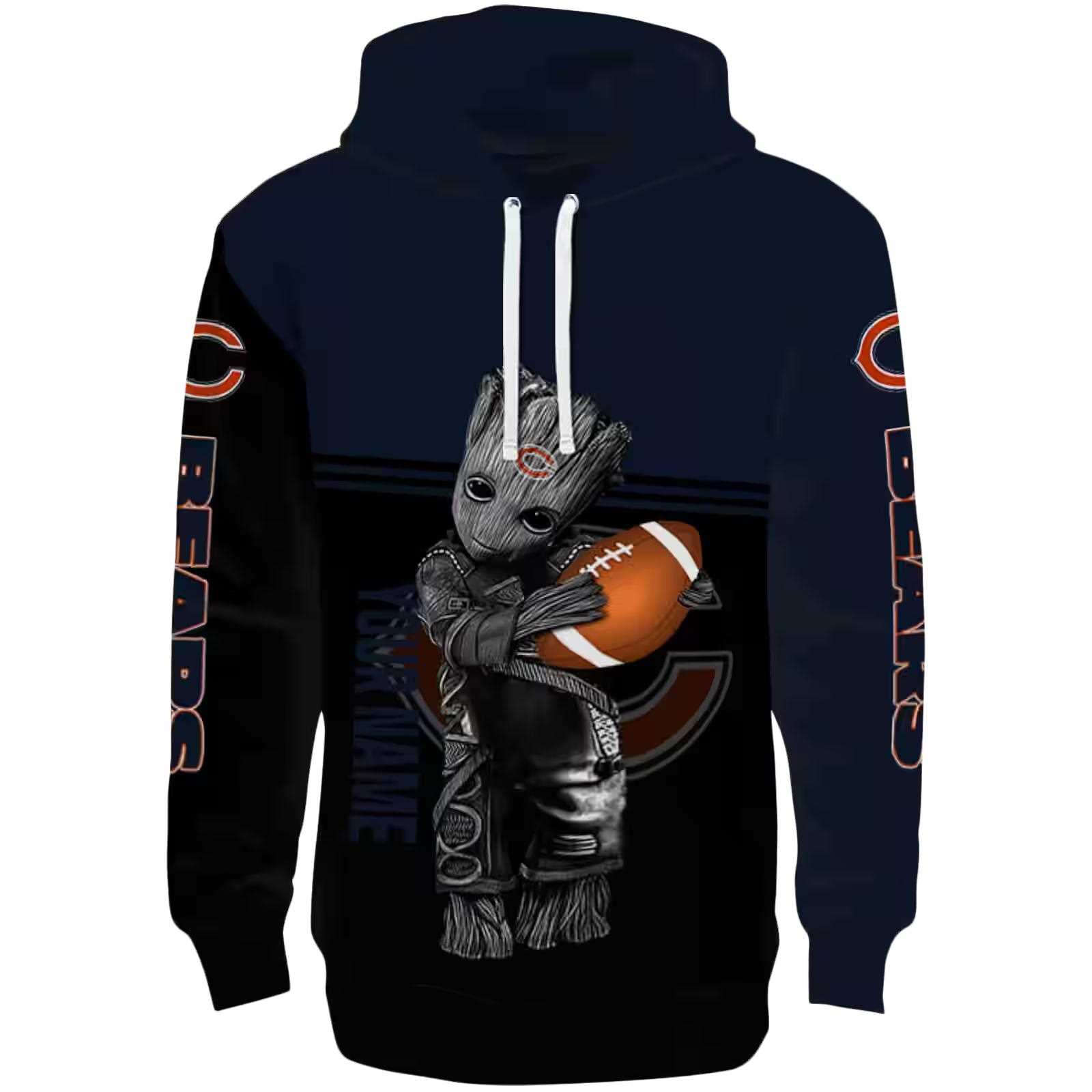 Custom Chicago Bears Baby Groot Blue Black Hoodie